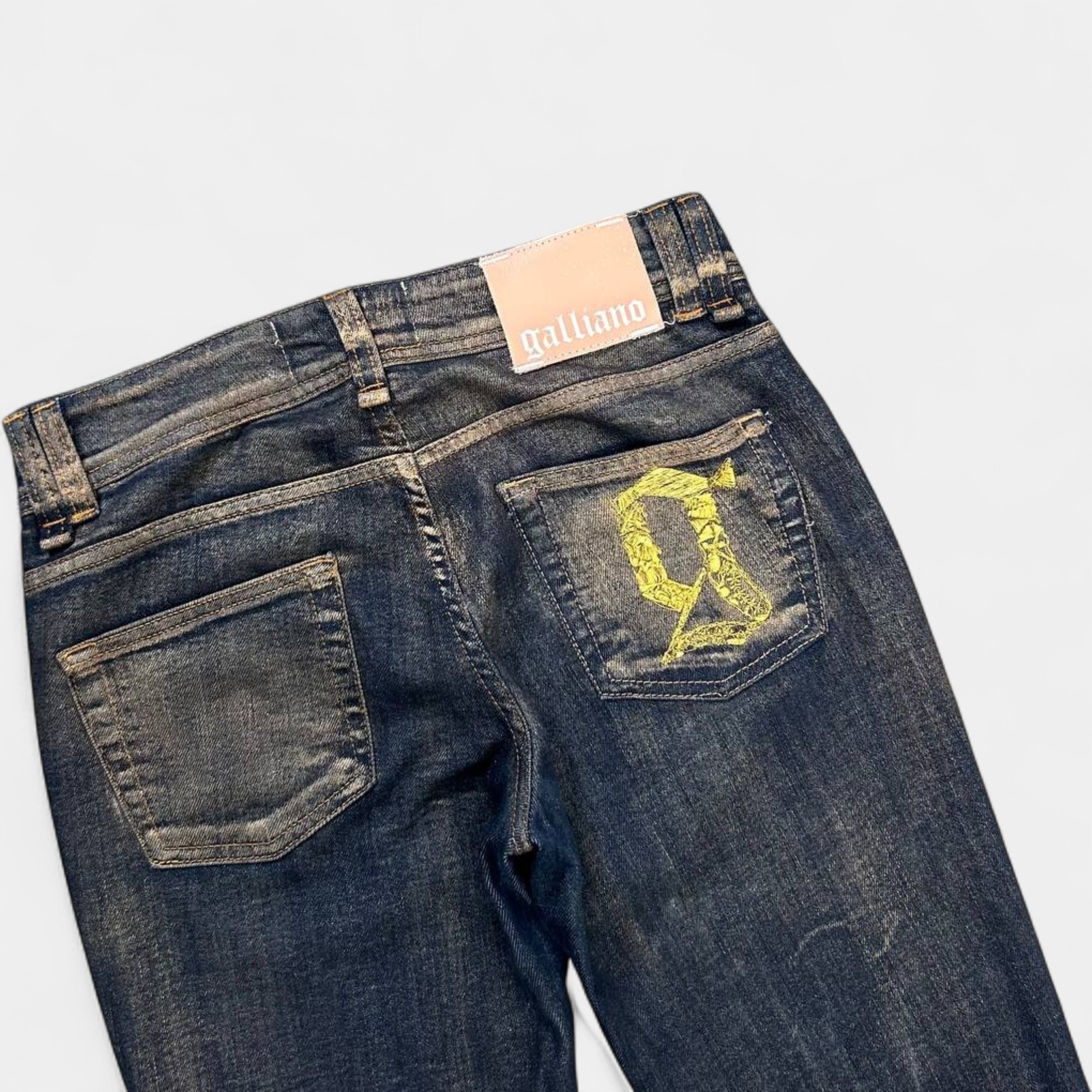 Galliano Gold Metallic Dark Blue Jeans