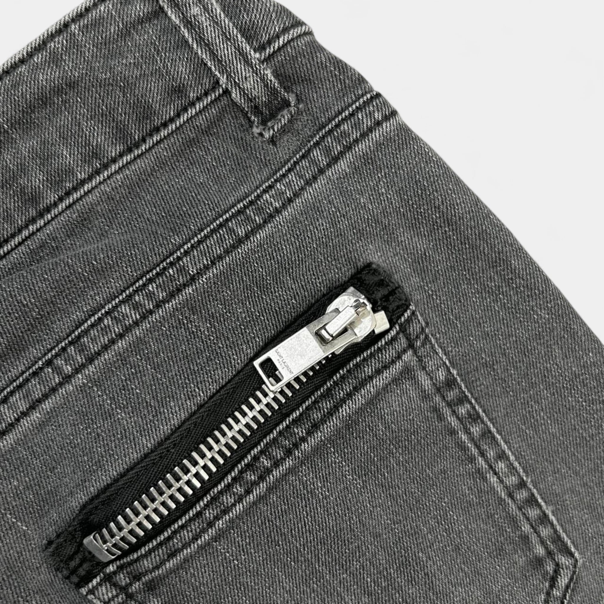 Saint Laurent Grey Washed Skinny Jeans