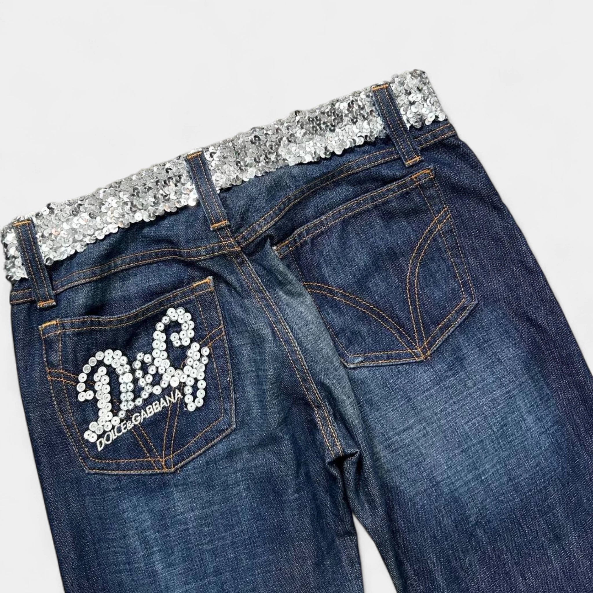 Dolce & Gabbana 2000's Sequined Straight Cut Jeans