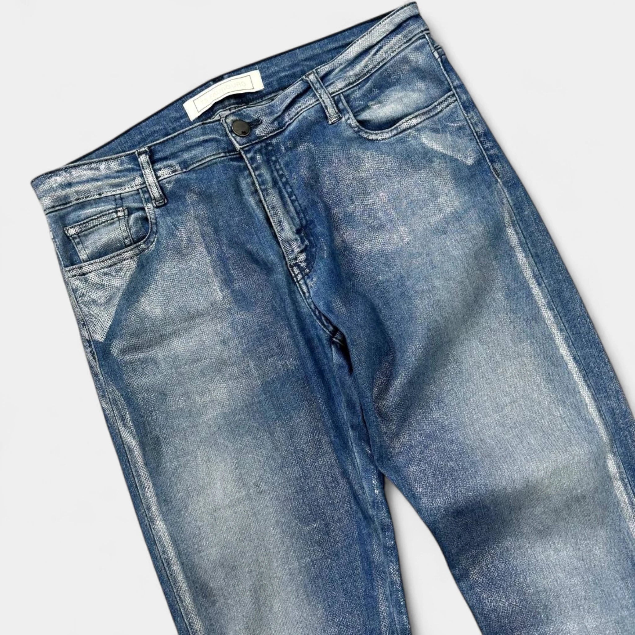 75 Faubourg Metallic Silver Foil Coated Skinny Jeans