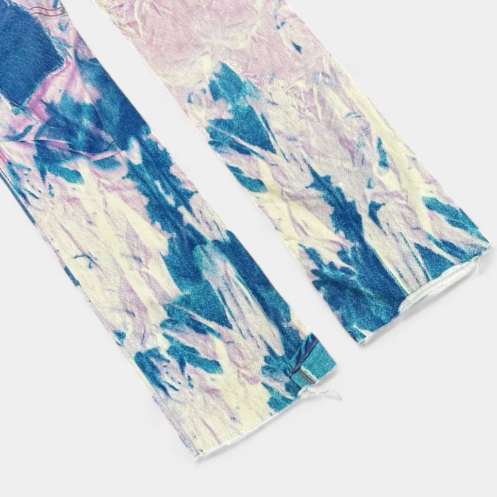 Cavalli 2000's Tie-Dye Printed Denim Pants