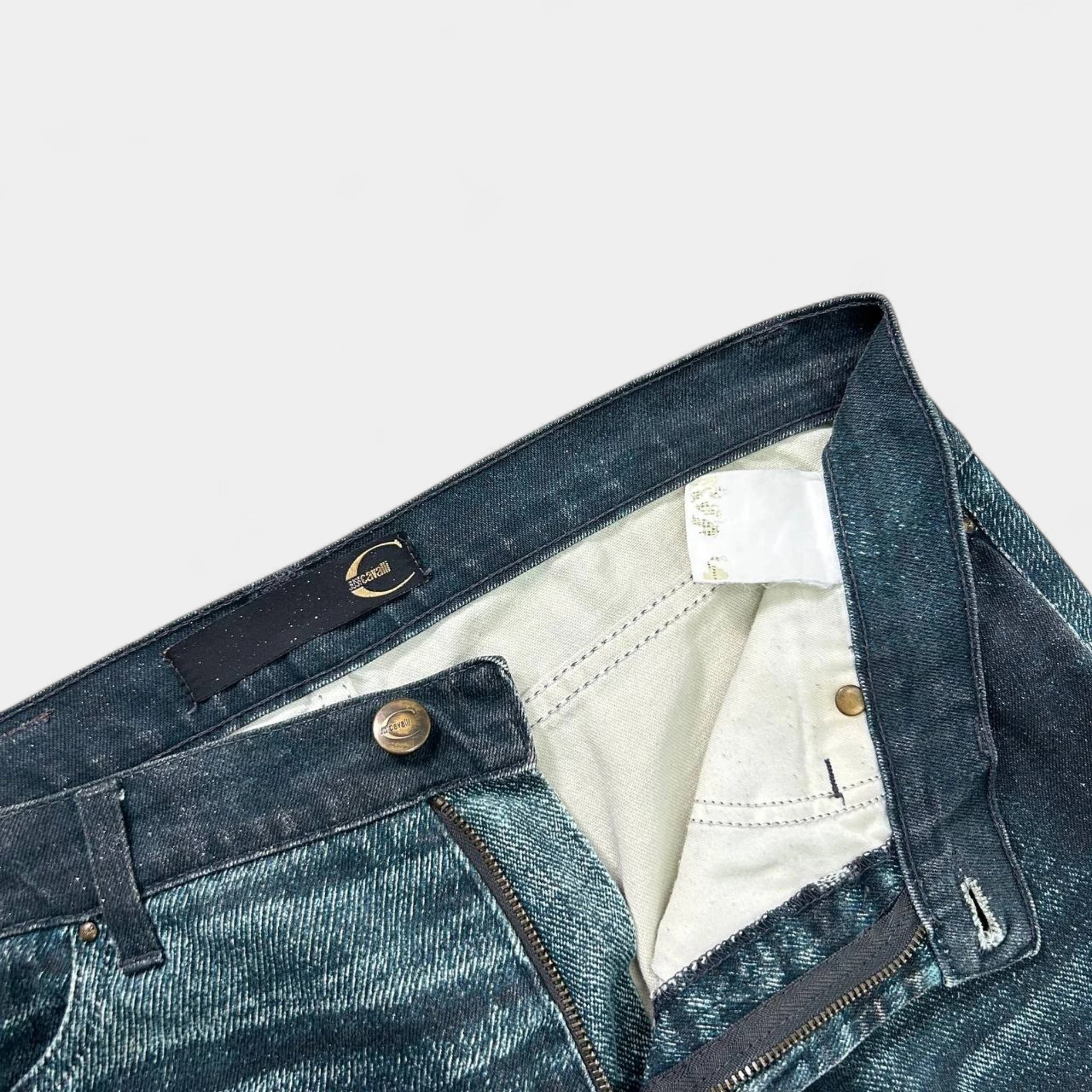 Just Cavalli 2000s Denim Effect Teal Pants