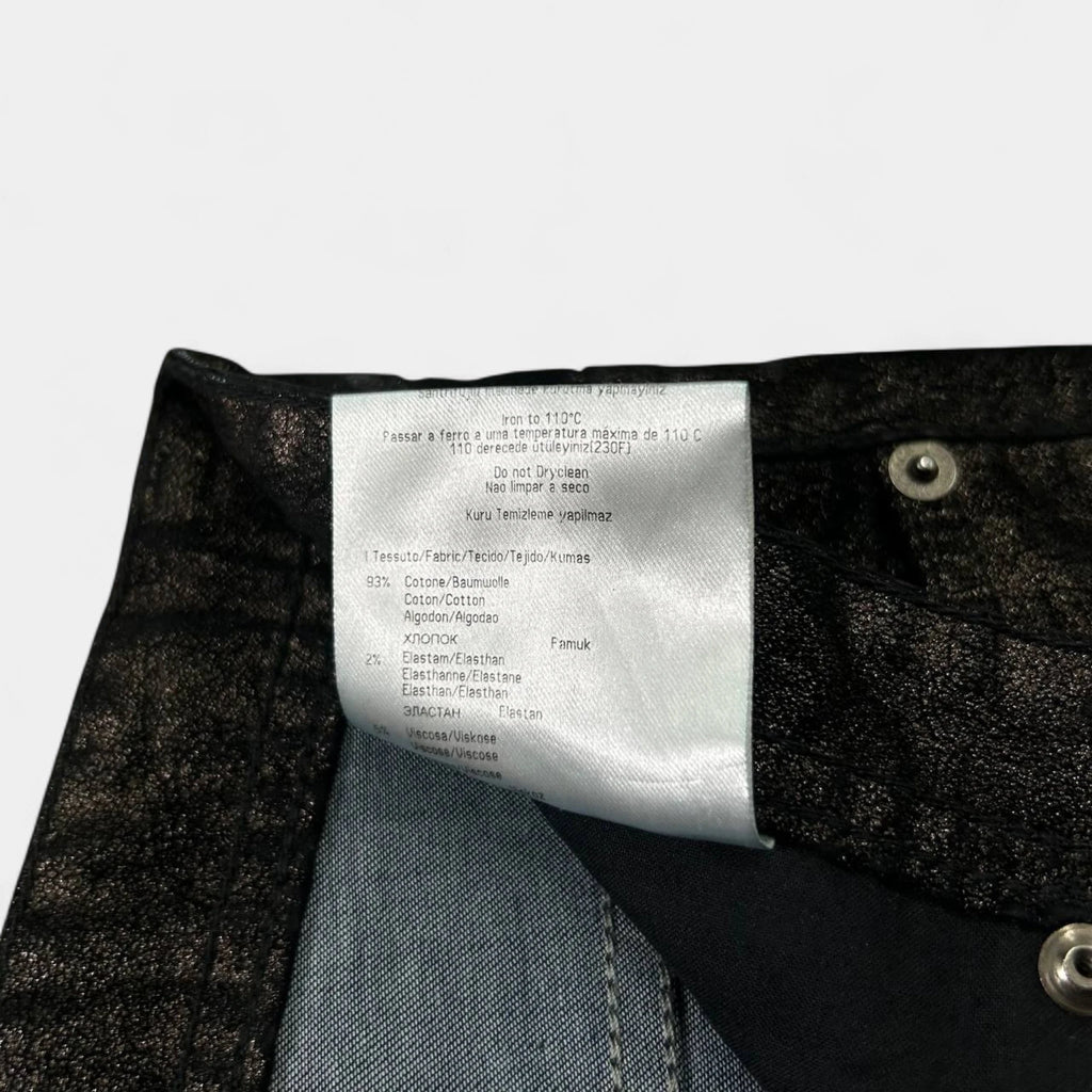 Versace Jeans Skinny Metallic Black Suede Pants
