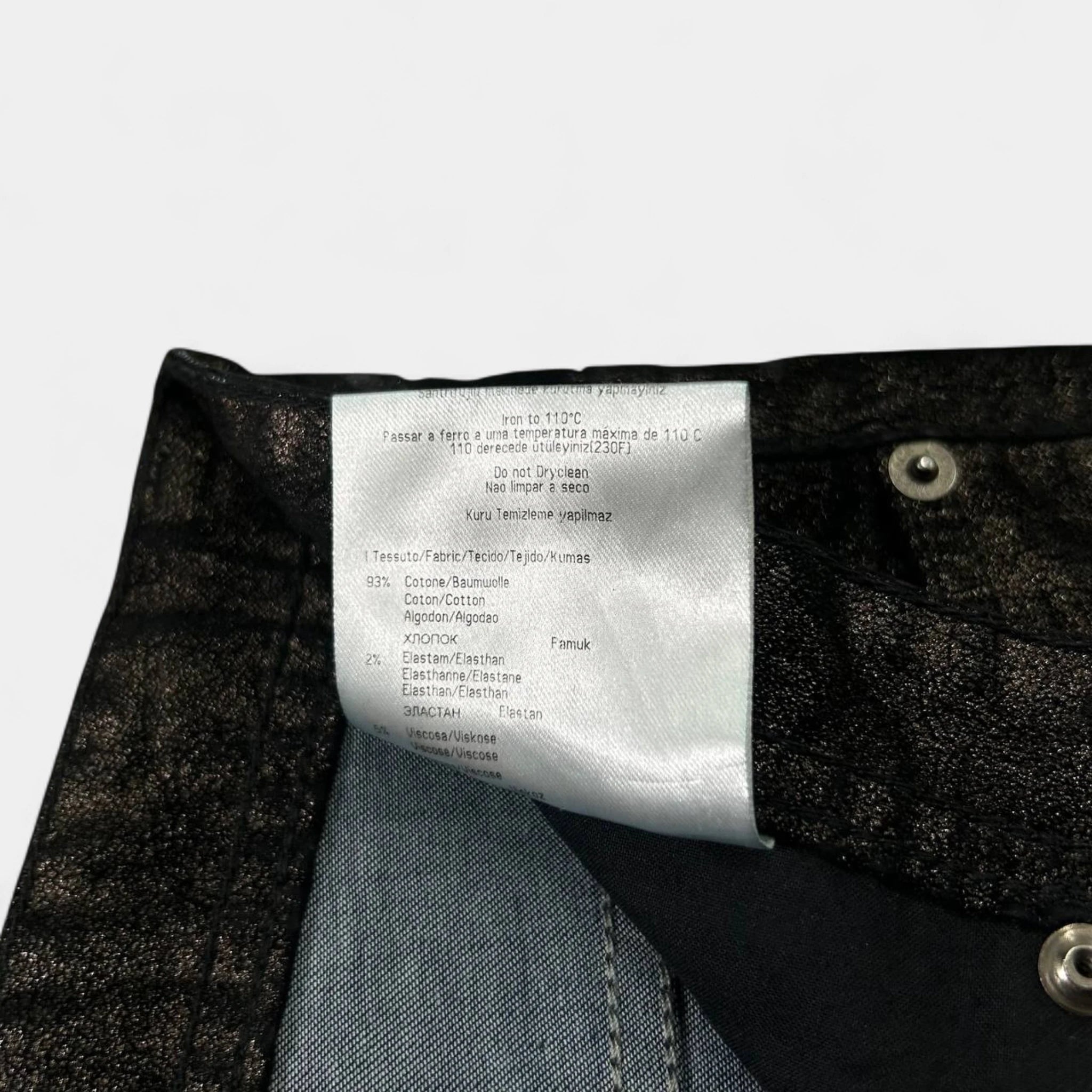 Versace Jeans Skinny Metallic Black Suede Pants