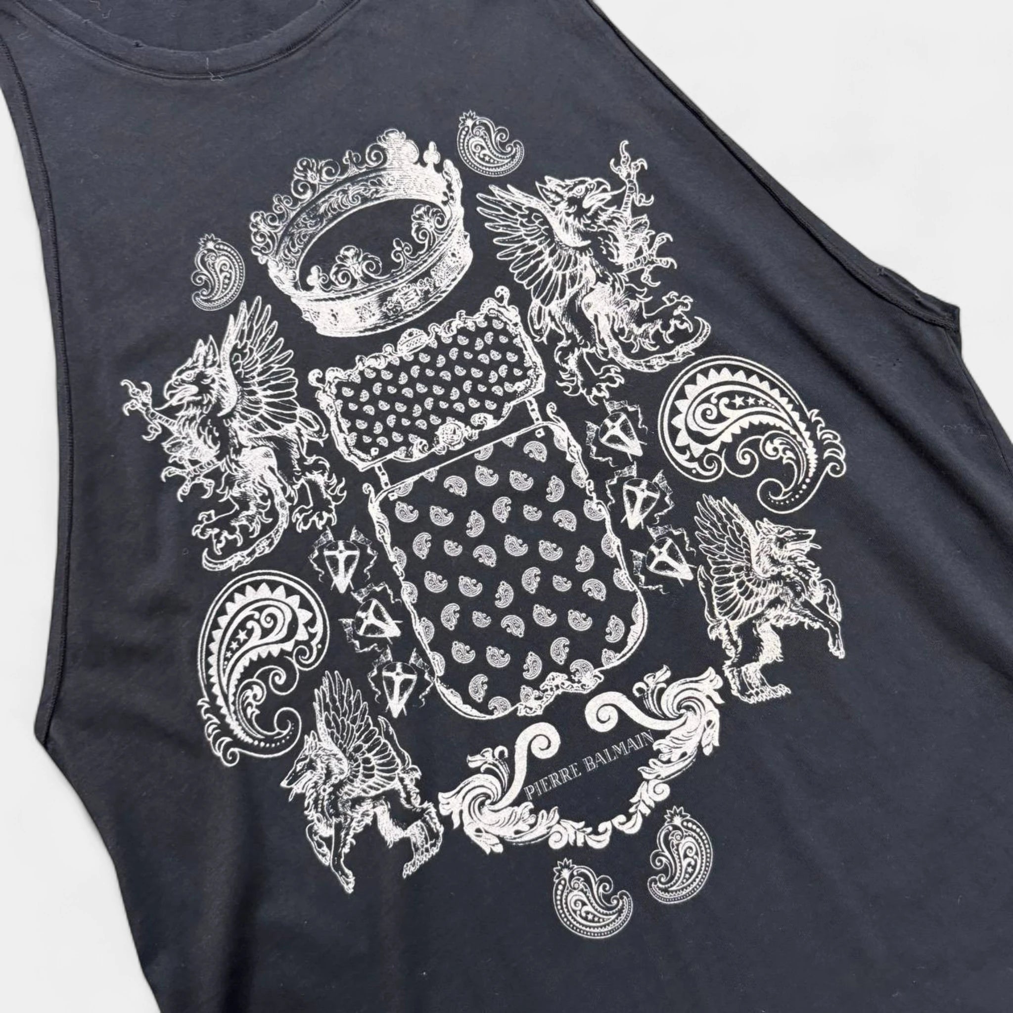 Pierre Balmain Black Crest Tank Top