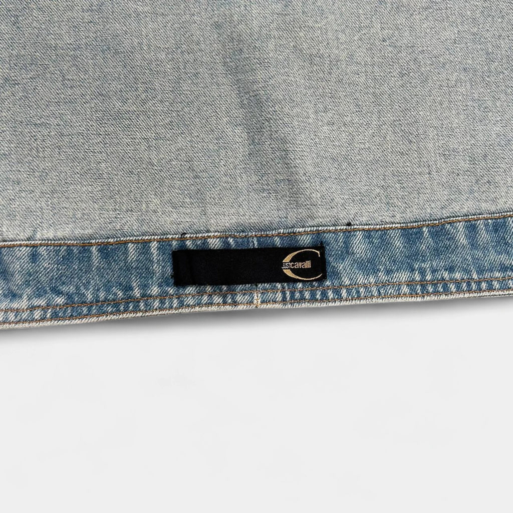 Just Cavalli Blue Snake Skin Denim Jacket