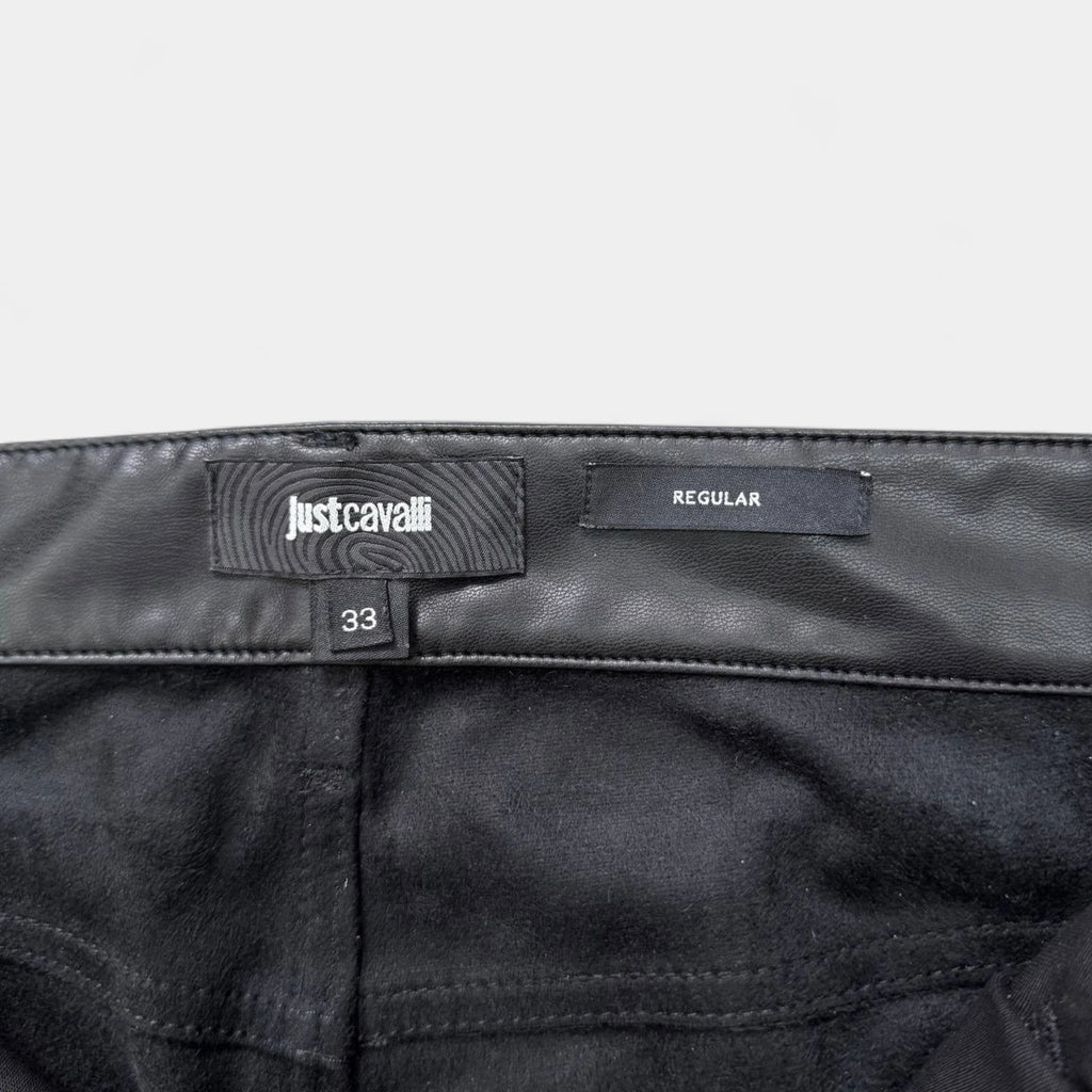 Just Cavalli Black Faux Leather Bootcut Pants