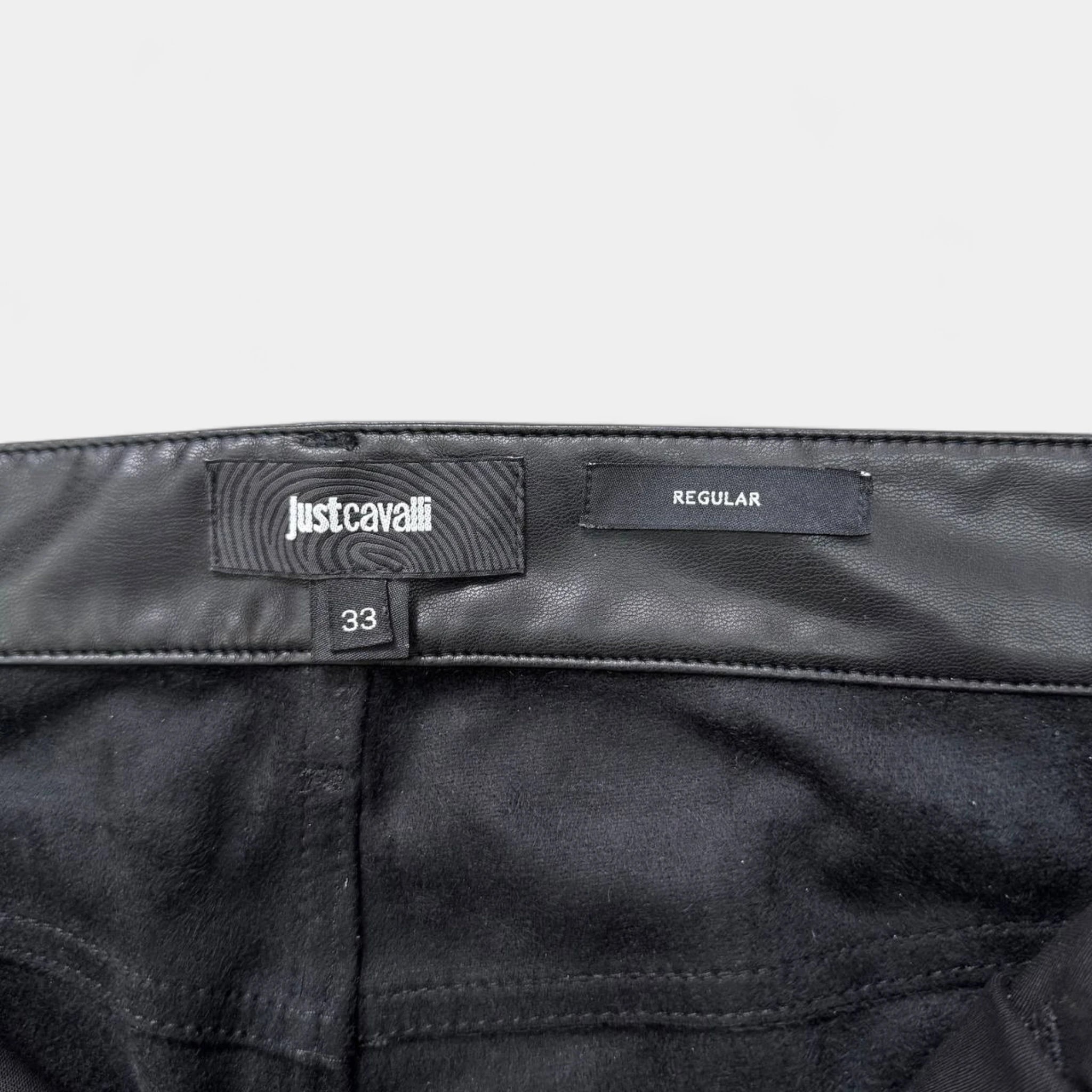 Just Cavalli Black Faux Leather Bootcut Pants