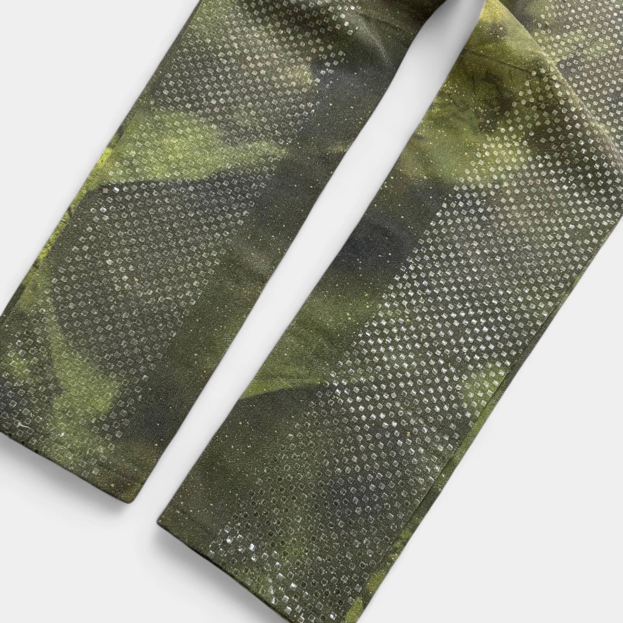 Roberto Cavalli Cannabis Leaf Crystal Embellished Jeans