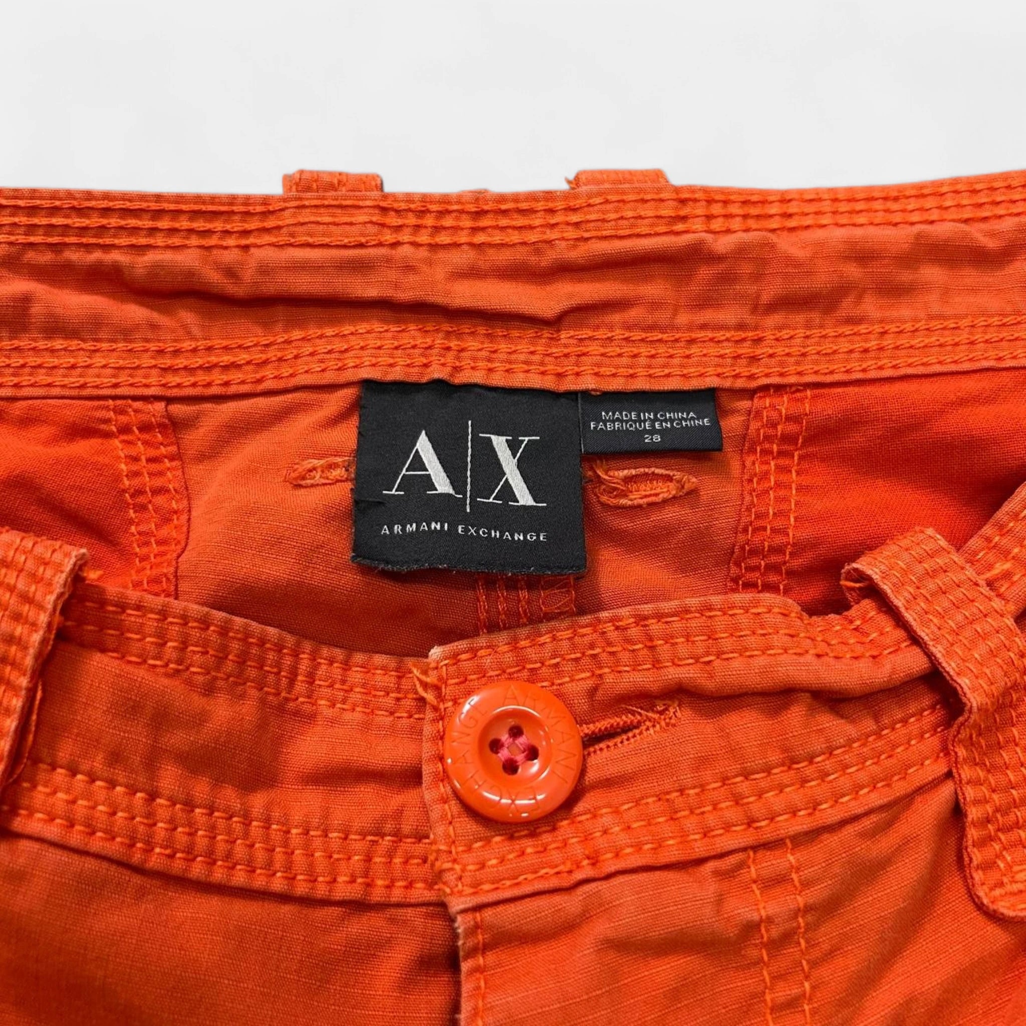 Armani Exchange Orange Utilitarian Cargo Shorts
