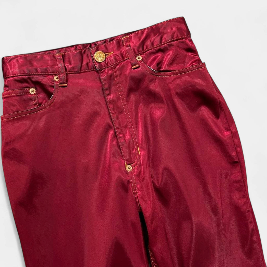 Jean Paul Gaultier 90's Red Satin Nylon Pants