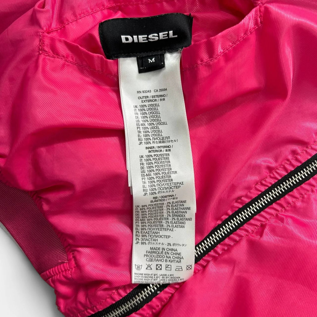Diesel Reversible Pink Nylon and Light Denim Bomber Jacket