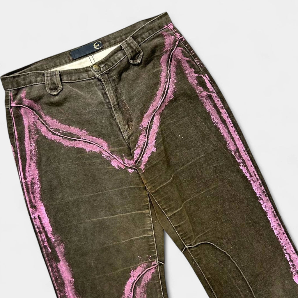 Just Cavalli 2000's Paint Splatter Brown Pants