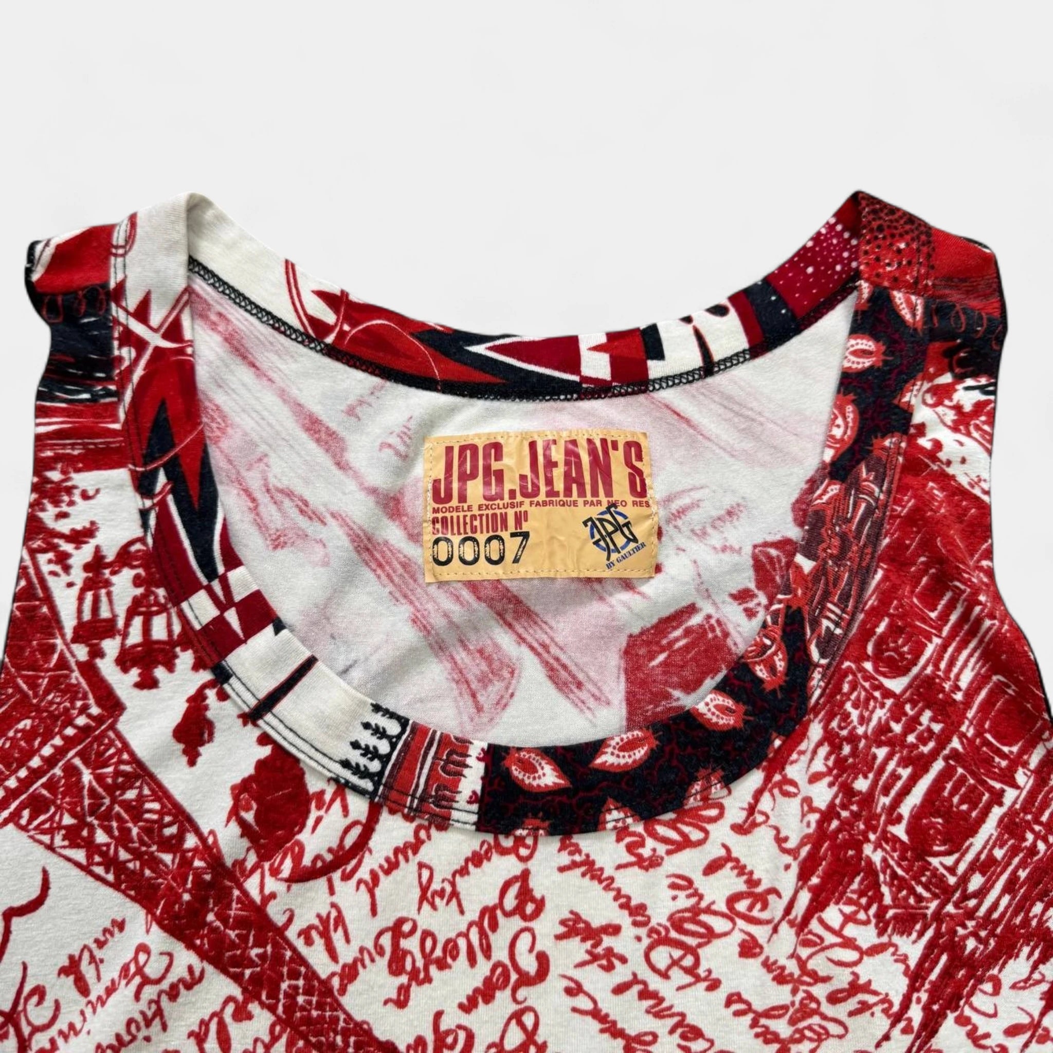 Jean Paul Gaultier Red Calligraphy Tank Top