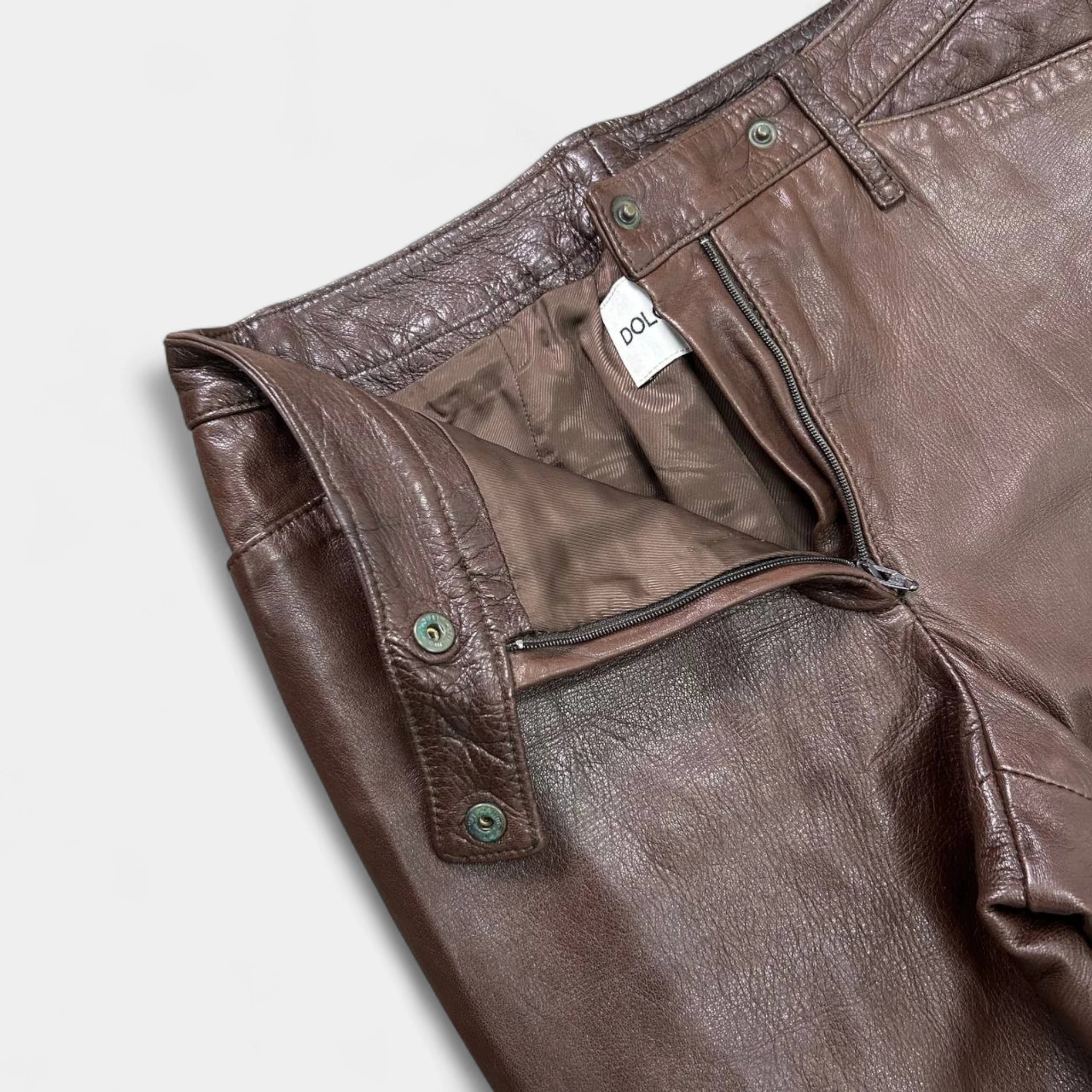 Dolce & Gabbana 90s Brown Leather Pants