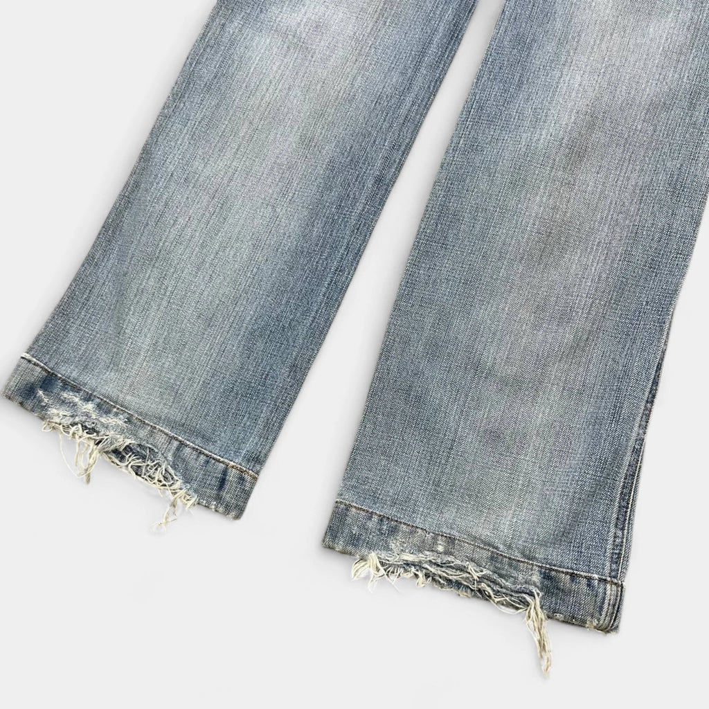 Dolce & Gabbana 2000's Flared Distressed Blue Jeans