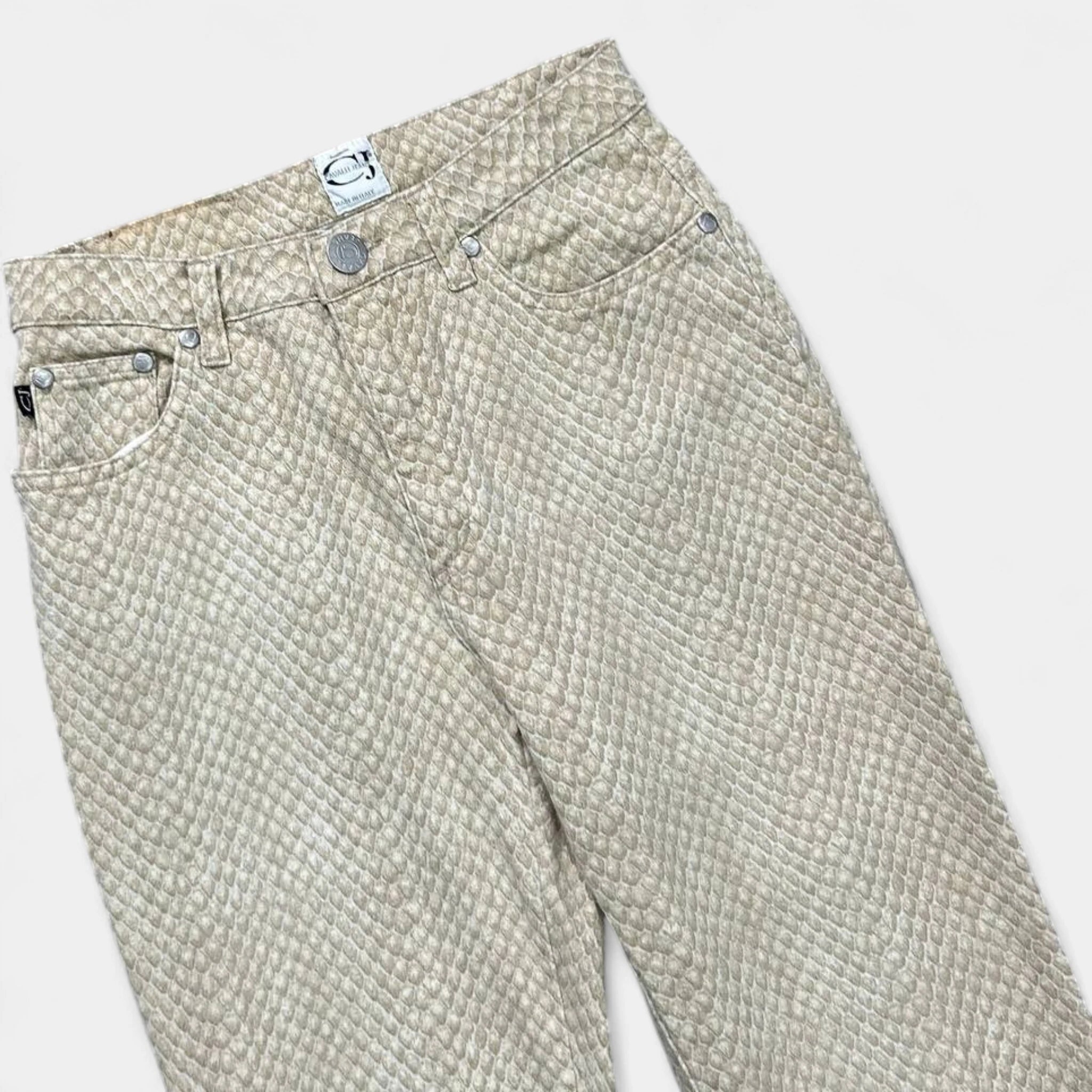 Cavalli High Rise Jeans Snake Print Straight Cut Pants