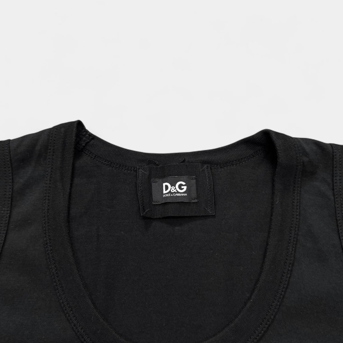 Dolce & Gabbana 2000s Lingerie Lace Bow Black Tank Top