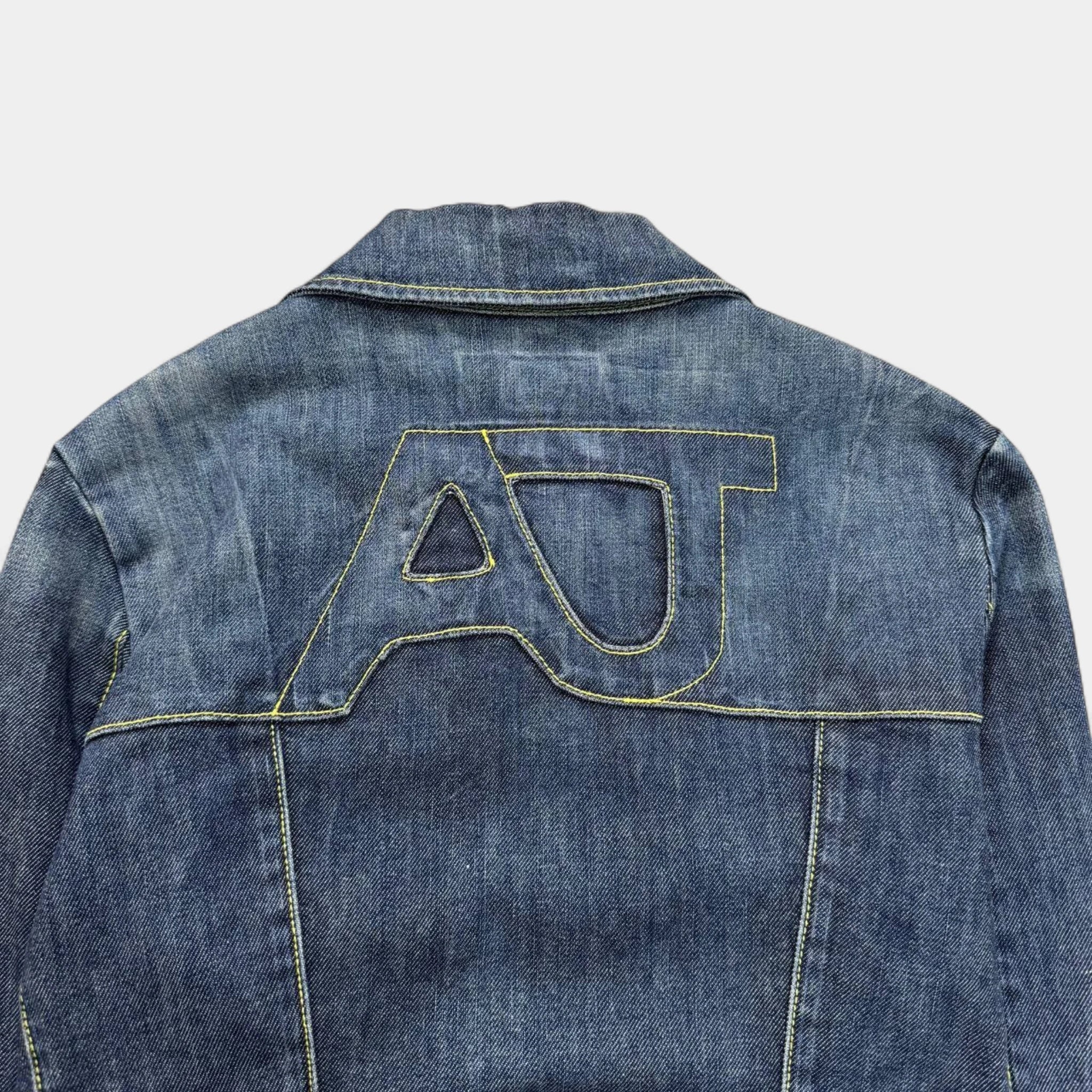 Armani Jeans Vintage  Indigo Cropped Zip-Up Denim Jacket