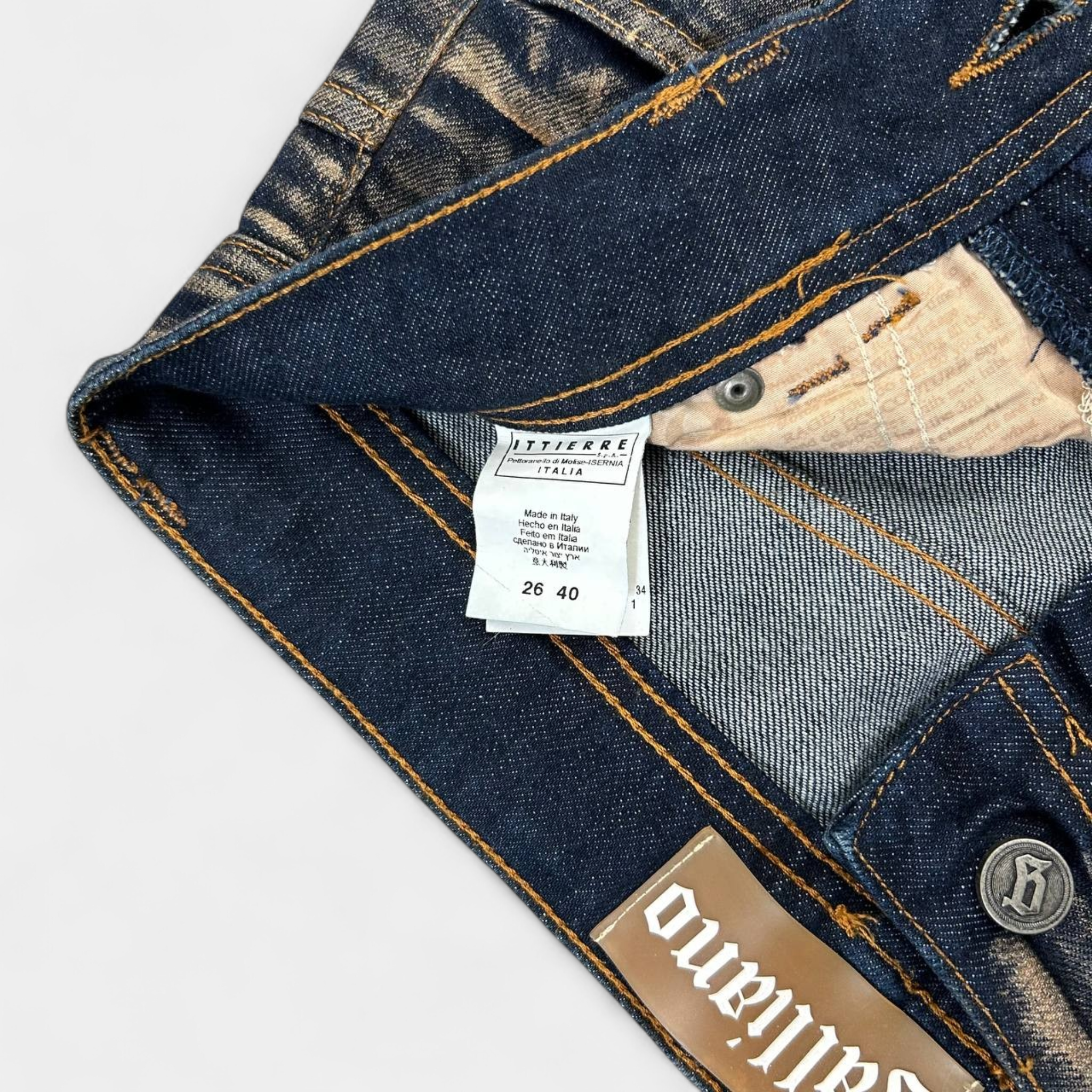 Galliano Gold Metallic Dark Blue Jeans
