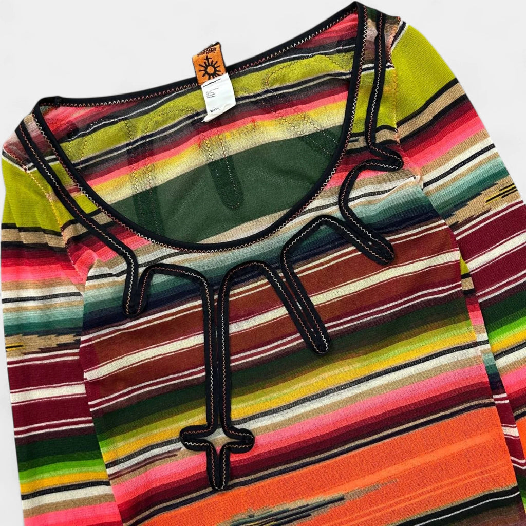 Jean Paul Gaultier Soleil "Serape" Stripe Mesh Longsleeve