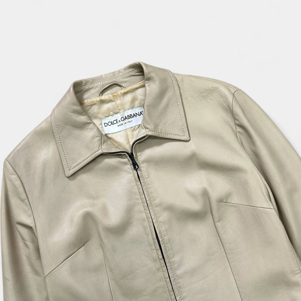 Dolce & Gabbana 1990s Beige Camel Leather Jacket