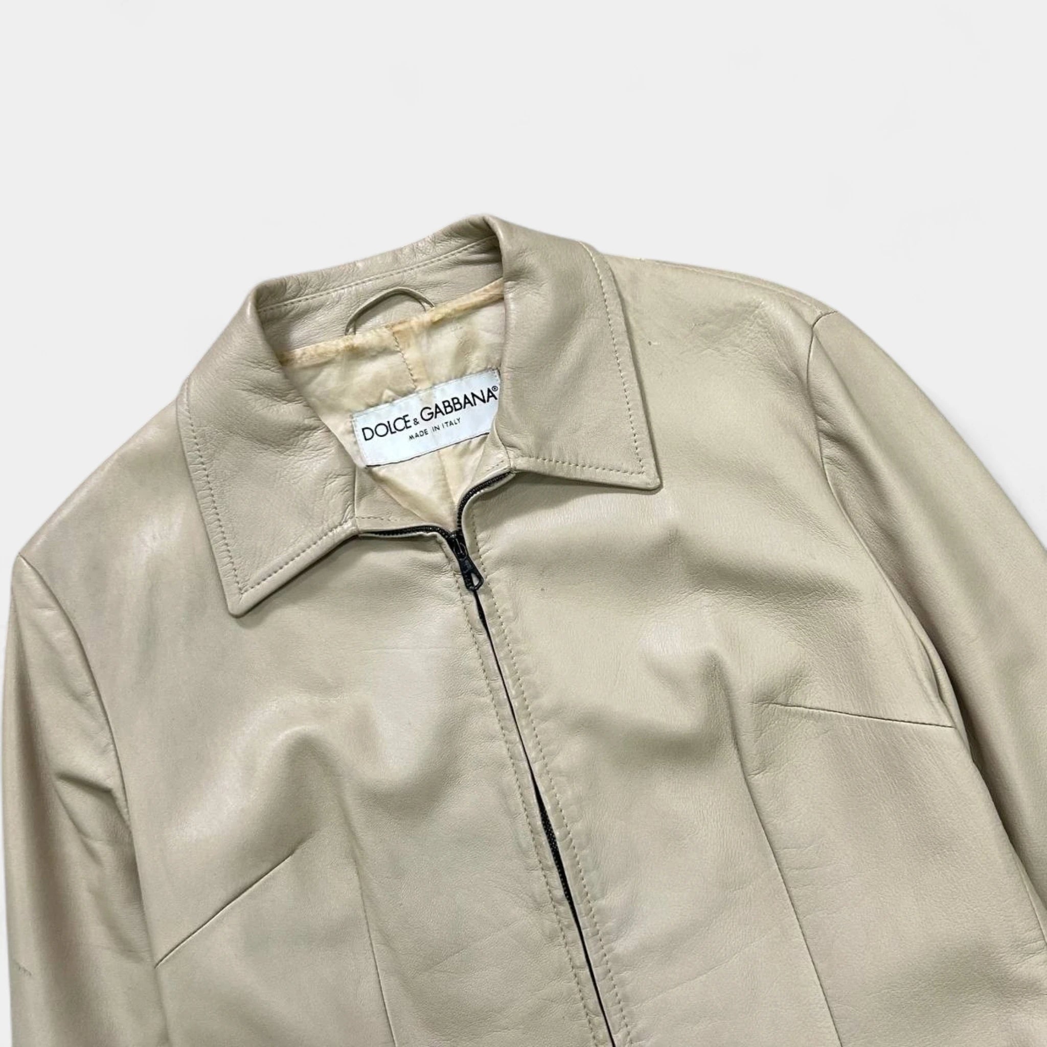 Dolce & Gabbana 1990s Beige Camel Leather Jacket