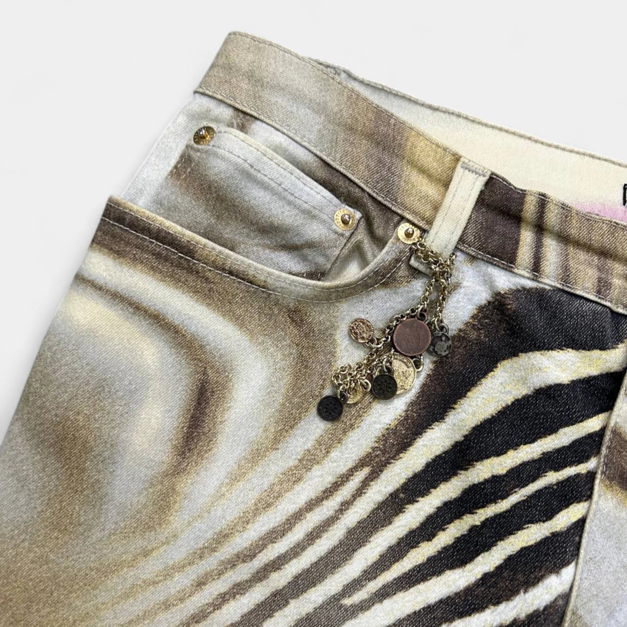 Roberto Cavalli 2000s Psychedelic Zebra Print Pants