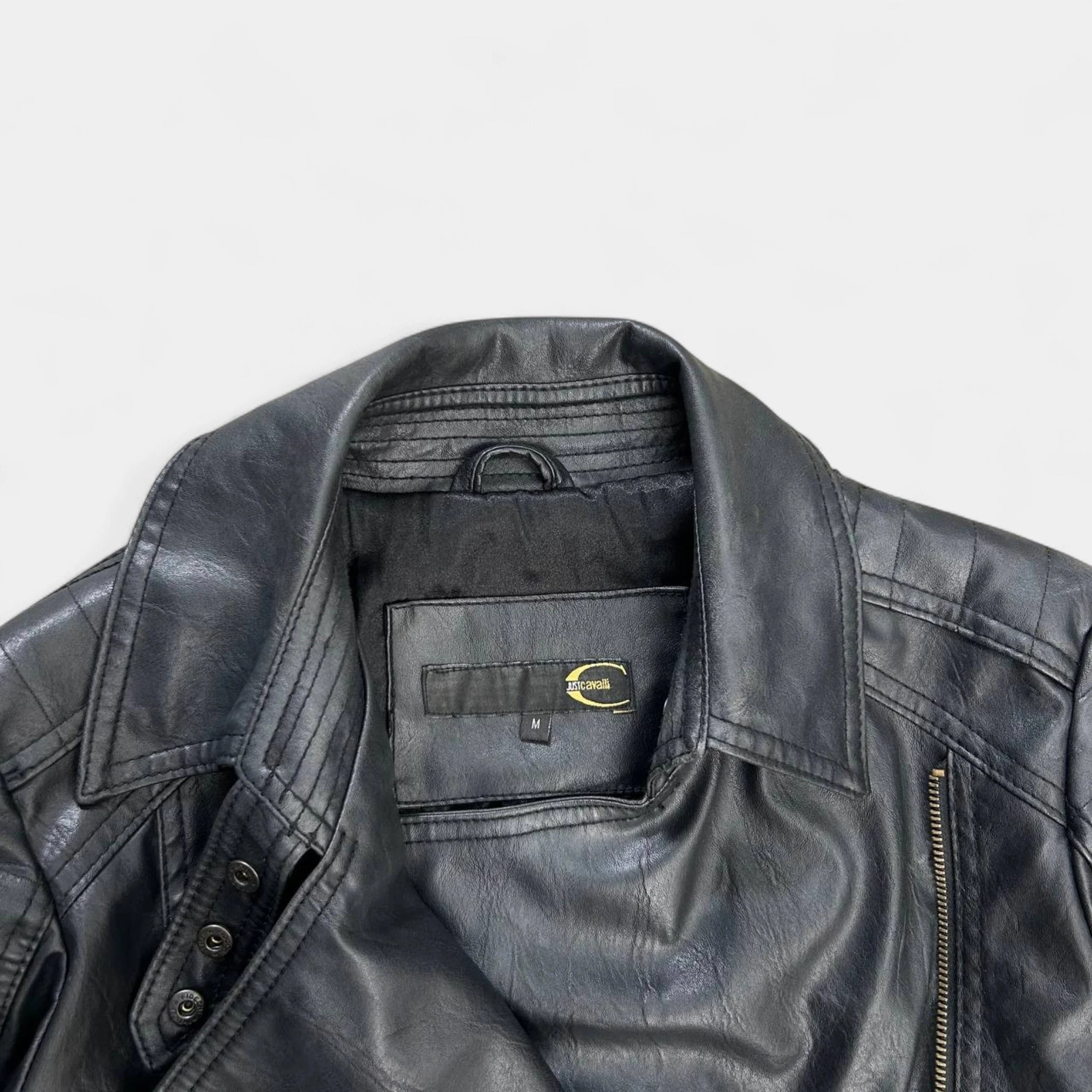 Just Cavalli Black Leather Biker Jacket