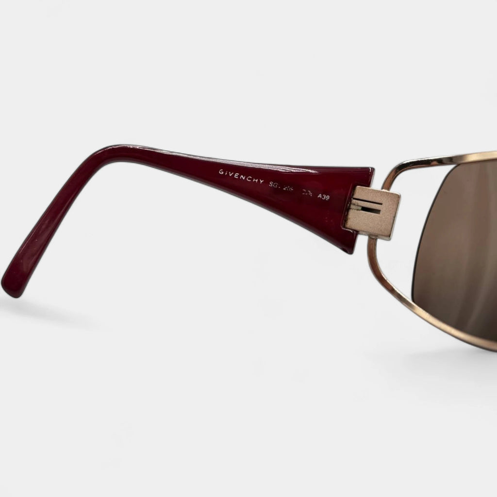 Givenchy 2000s Burgundy Shield Sunglasses