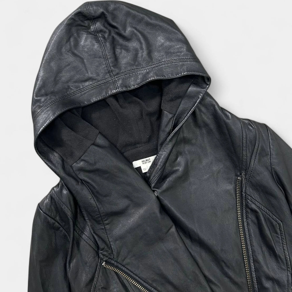 Helmut Lang Avant-Garde Lambskin Leather Hooded Jacket