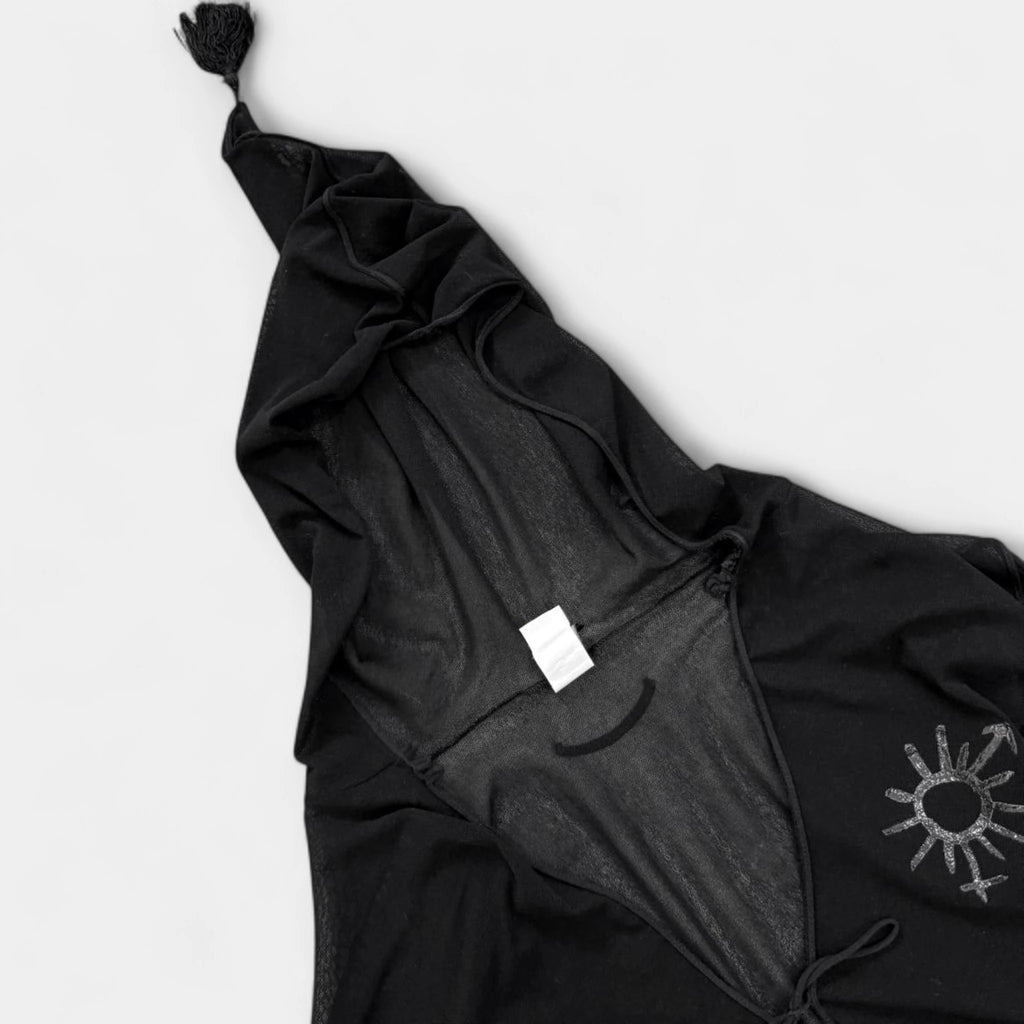 Jean Paul Gaultier Black Sheer Mesh Hood Cardigan