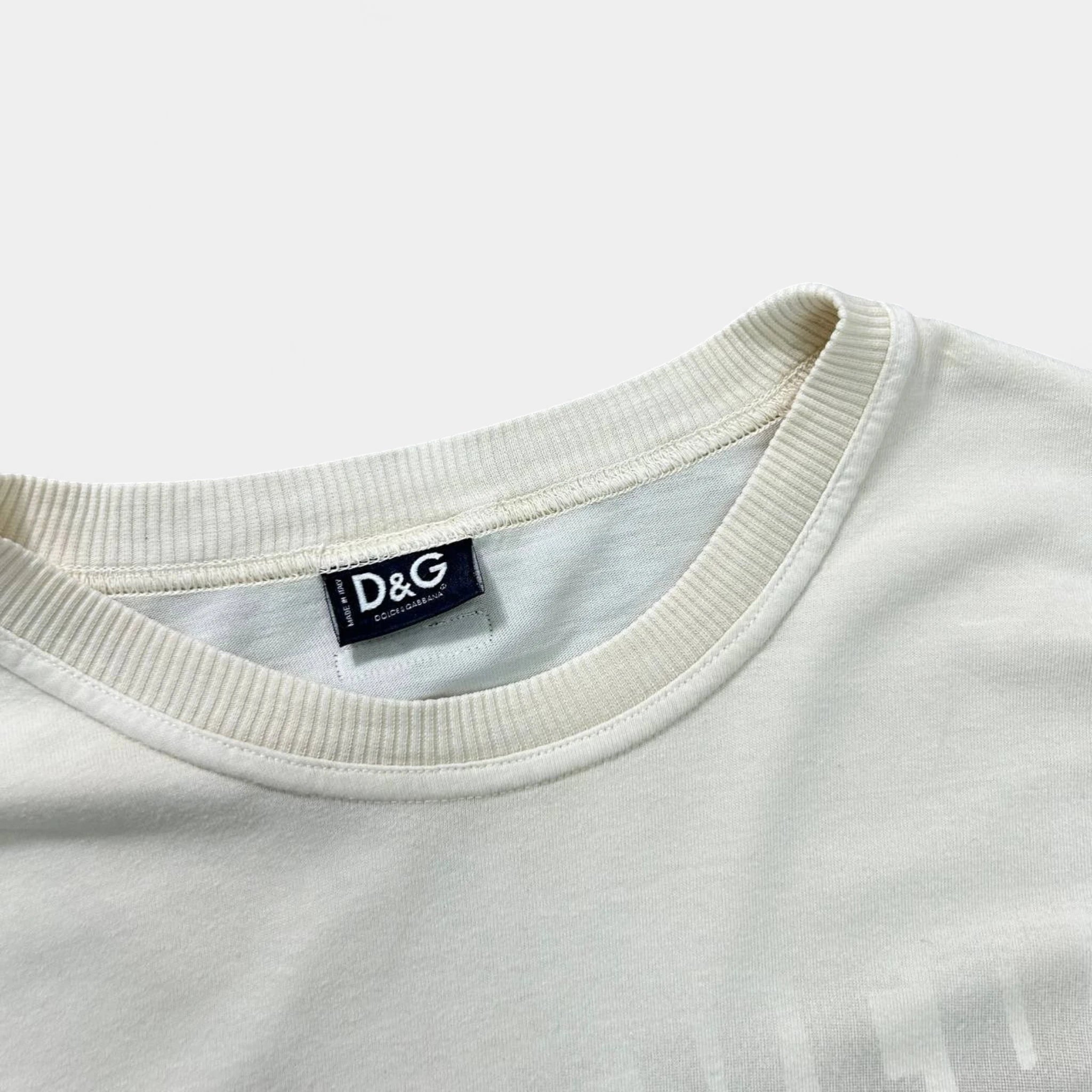 Dolce & Gabbana 2000s "Forever N04" Beige Graphic Long Sleeve