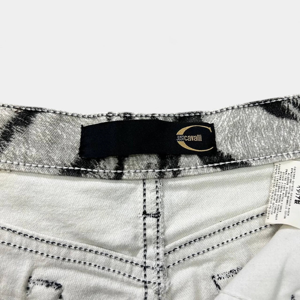 Just Cavalli Mid-Rise Zebra Print Denim Skirt