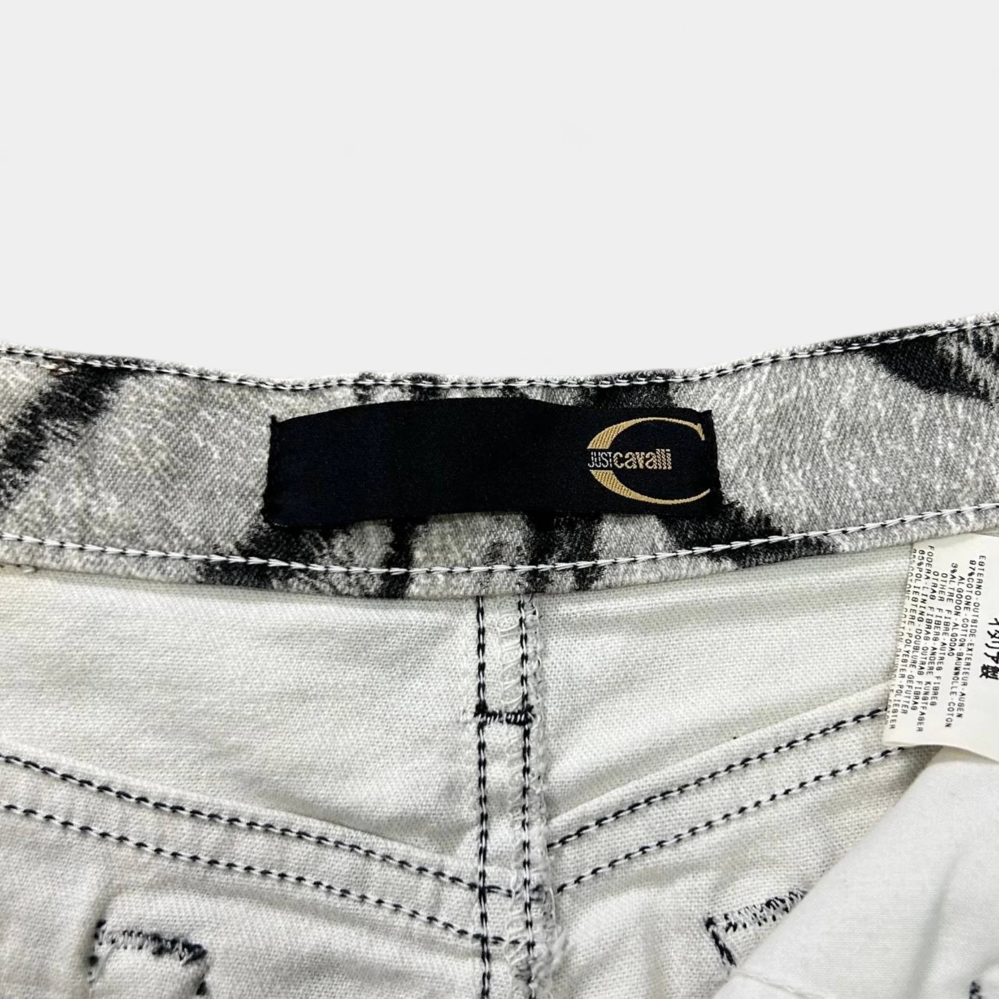 Just Cavalli Mid-Rise Zebra Print Denim Skirt