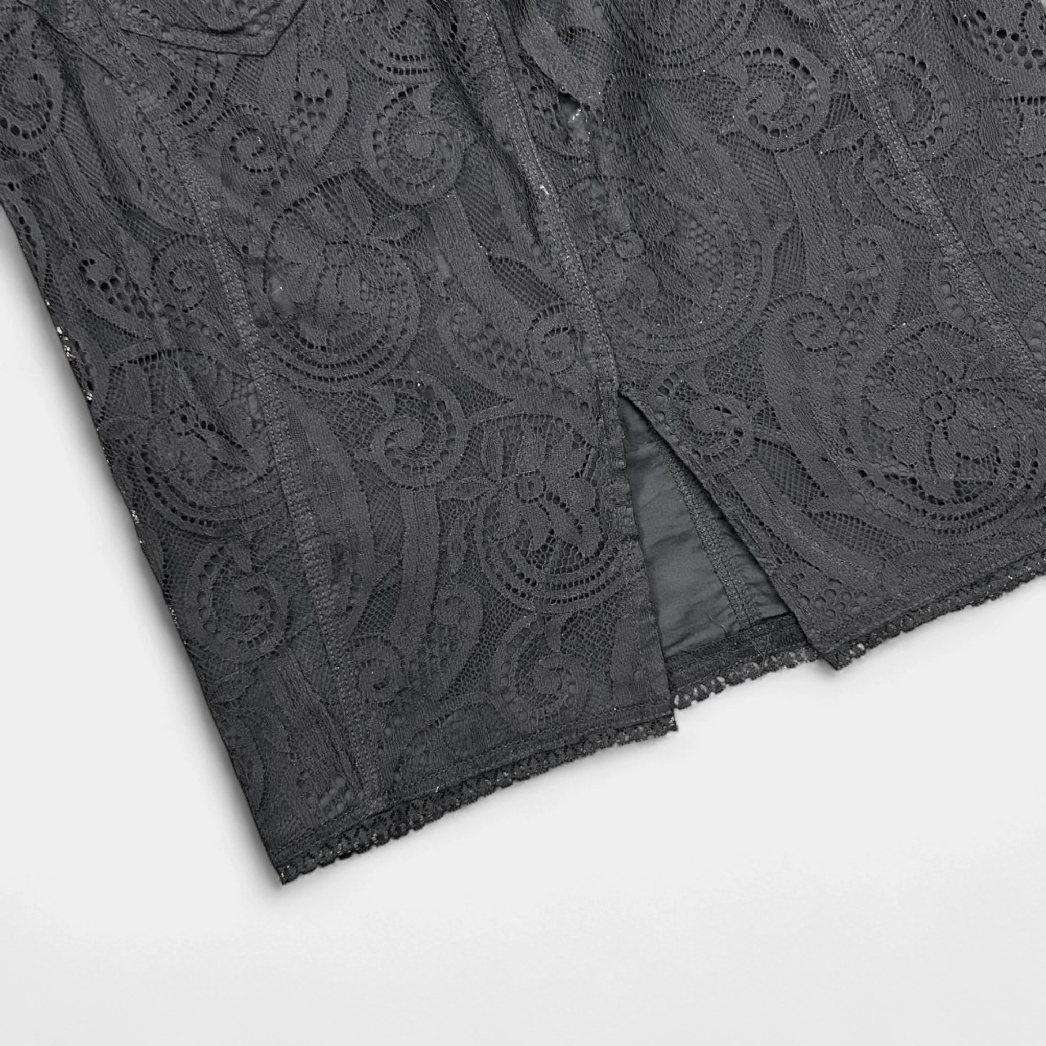 Dolce & Gabbana Black Venecian Lace Pencil Skirt