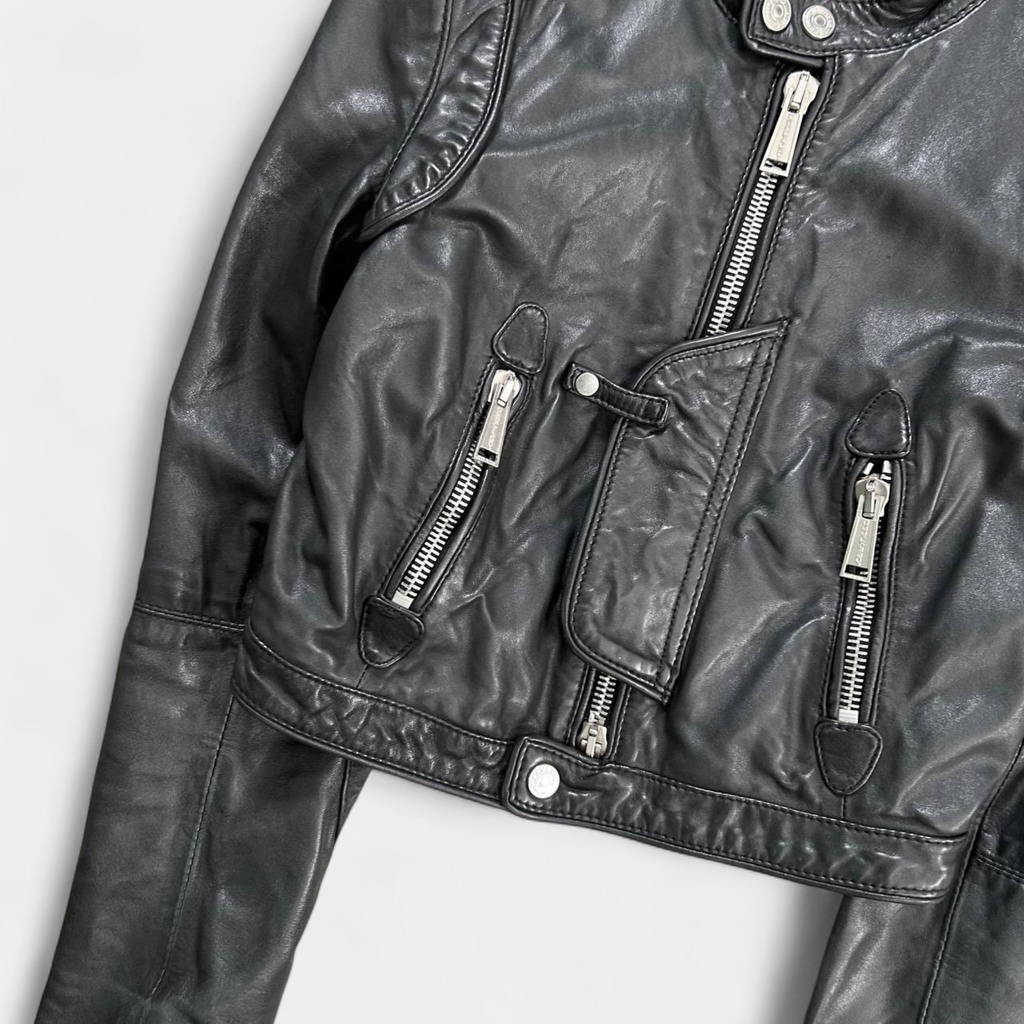 Dsquared2 2000s Leather Black Biker Jacket