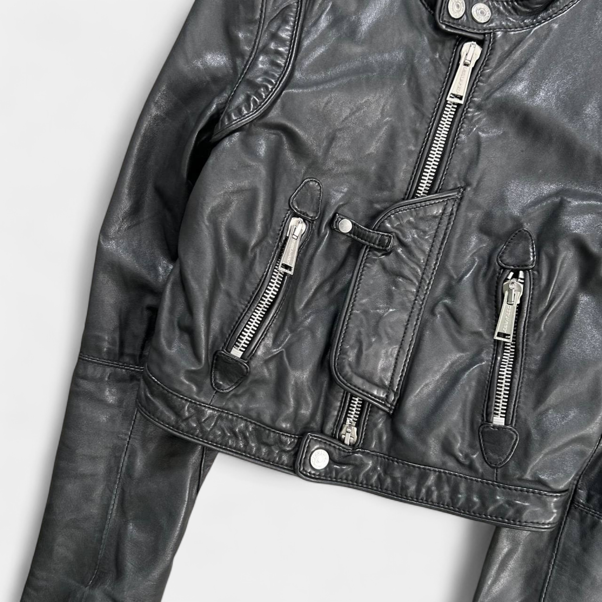 Dsquared2 2000s Leather Black Biker Jacket