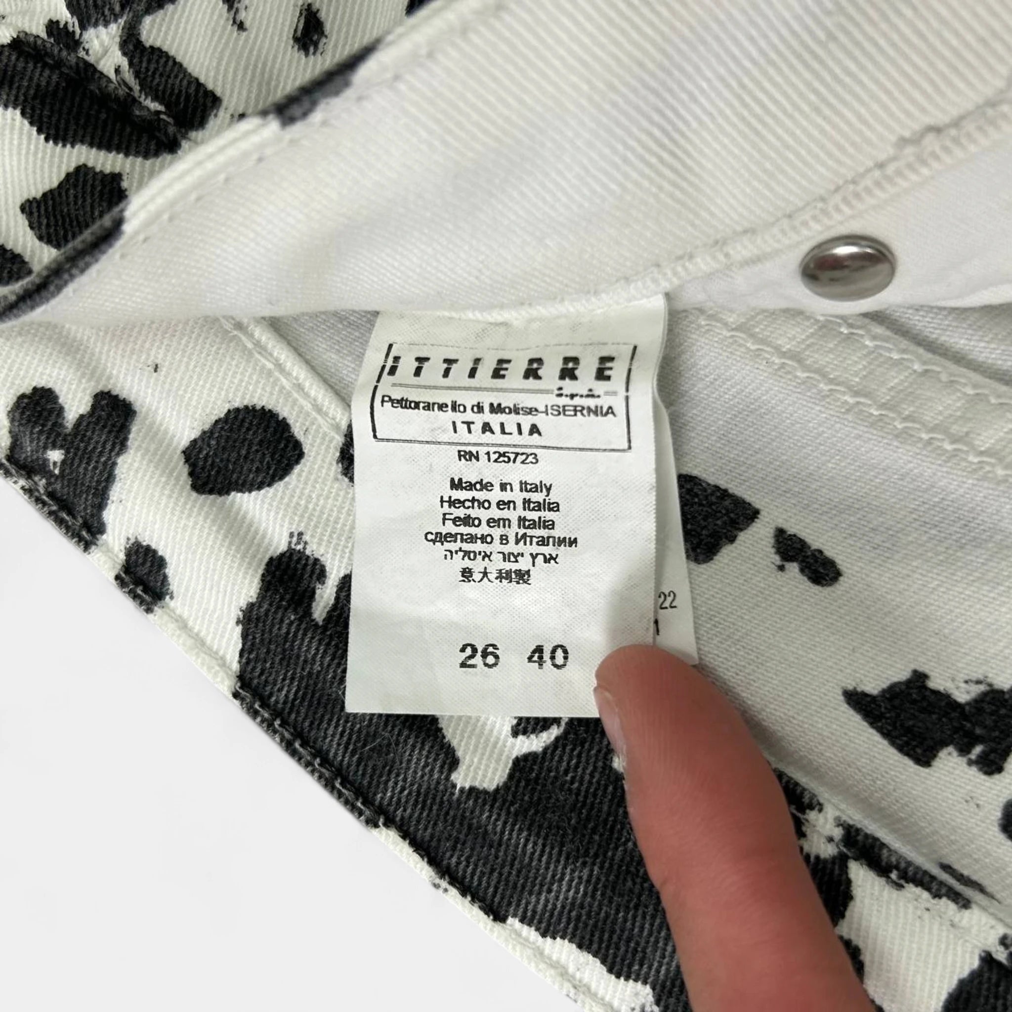 Pierre Balmain Black and White Animal Print Denim Pants