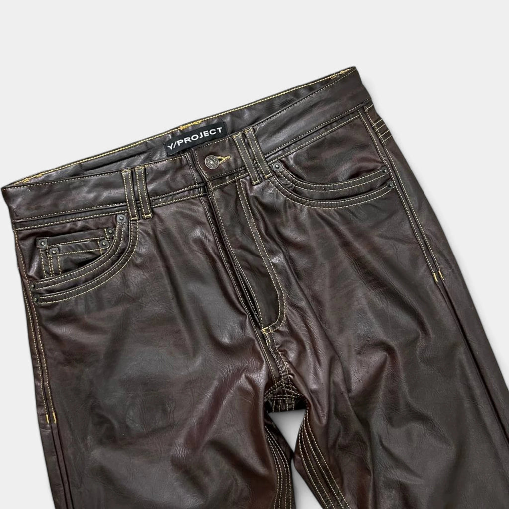 Y Project Brown Vegan Leather Pants