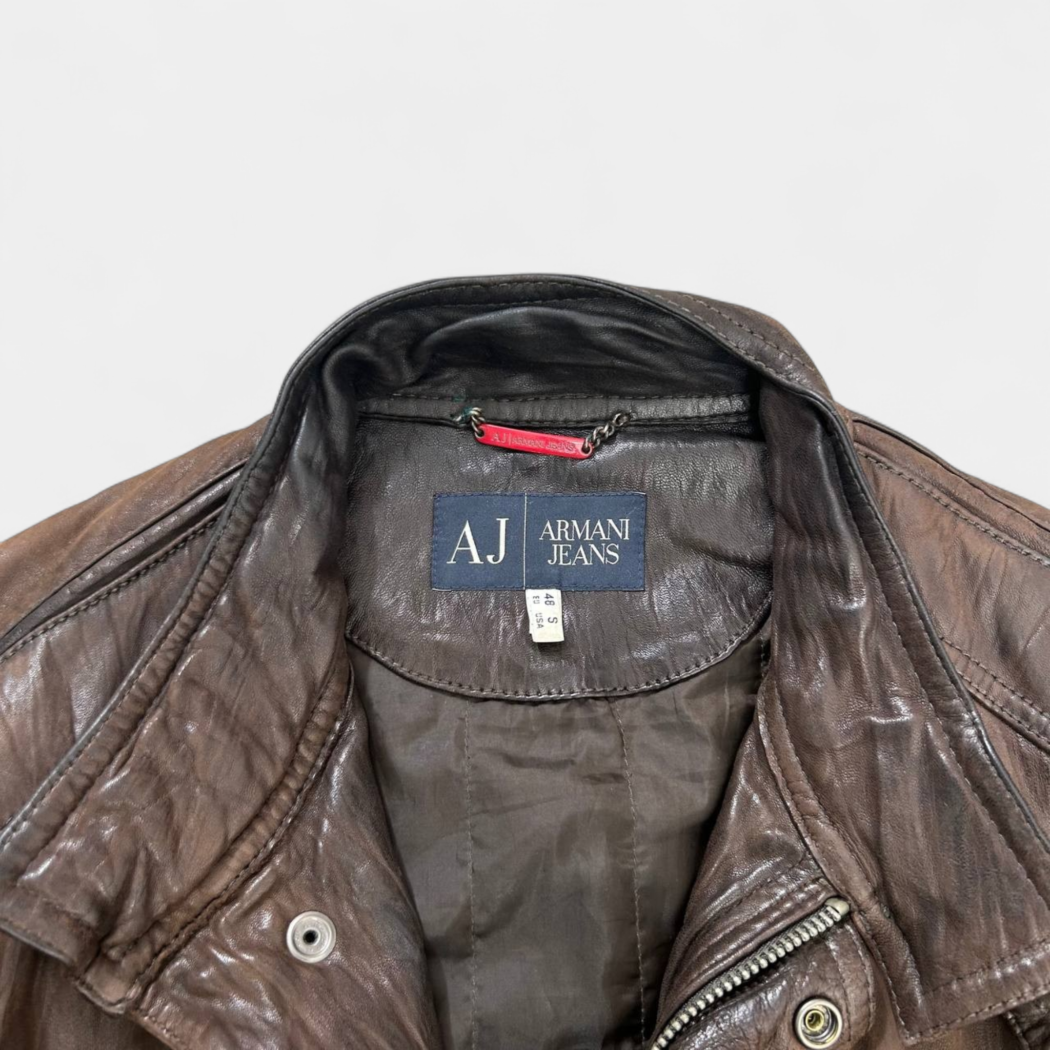 Armani Jeans Brown Aged Leather Jacket