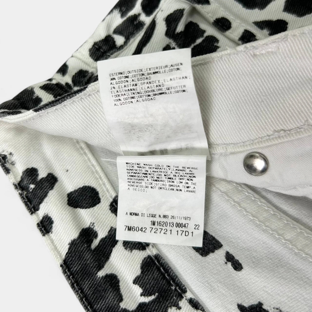 Pierre Balmain Black and White Animal Print Denim Pants