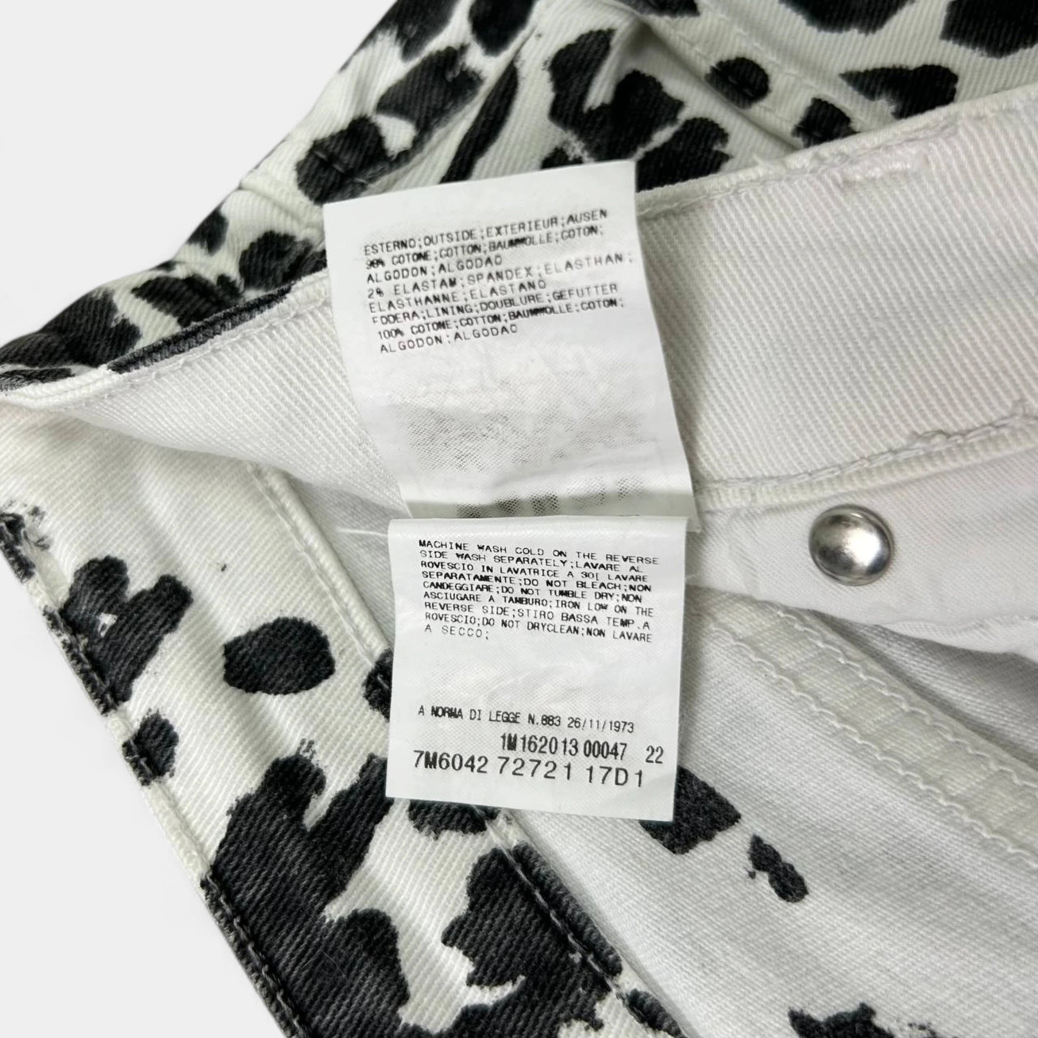 Pierre Balmain Black and White Animal Print Denim Pants
