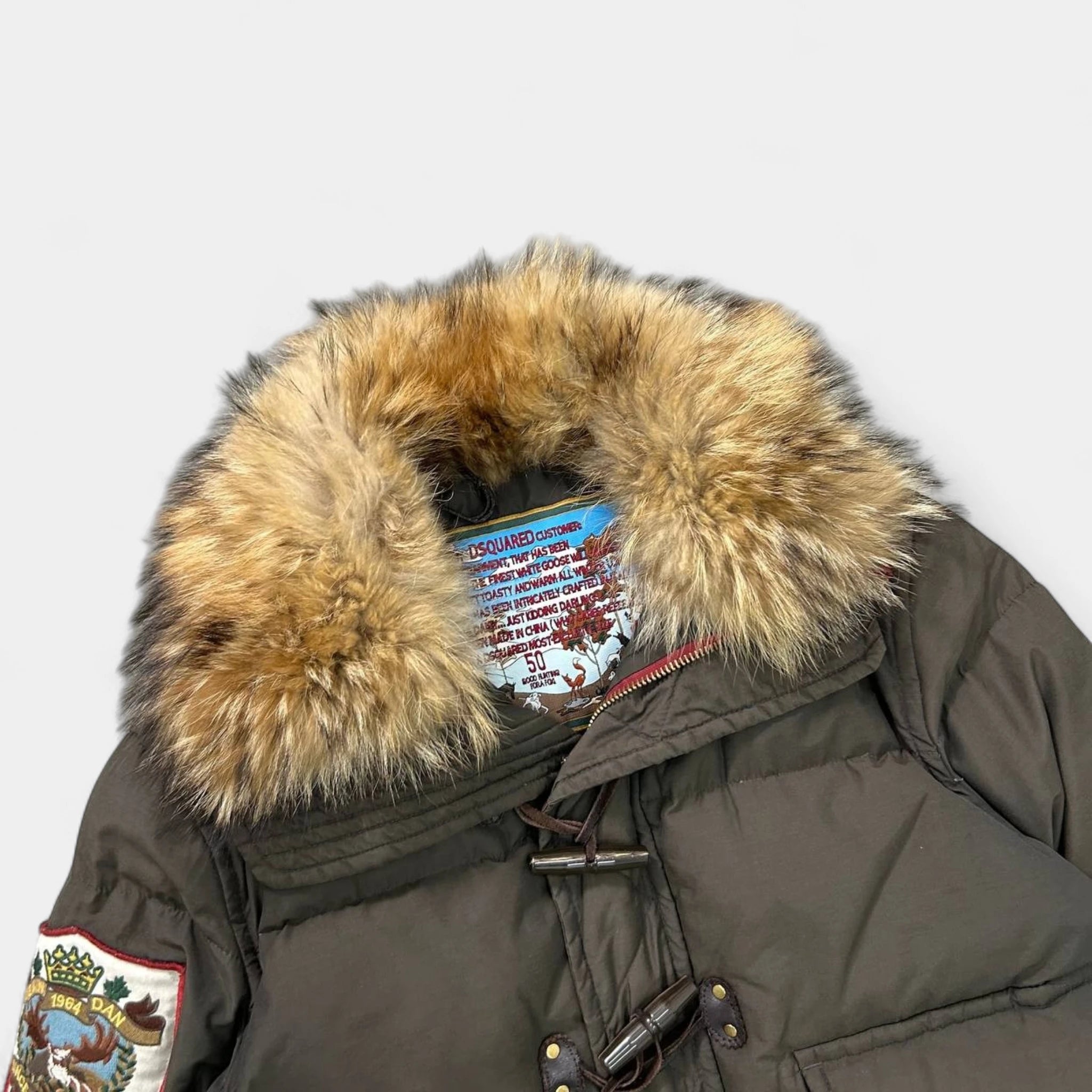 Dsquared2 Dark Brown Fur Collar Puffer Jacket