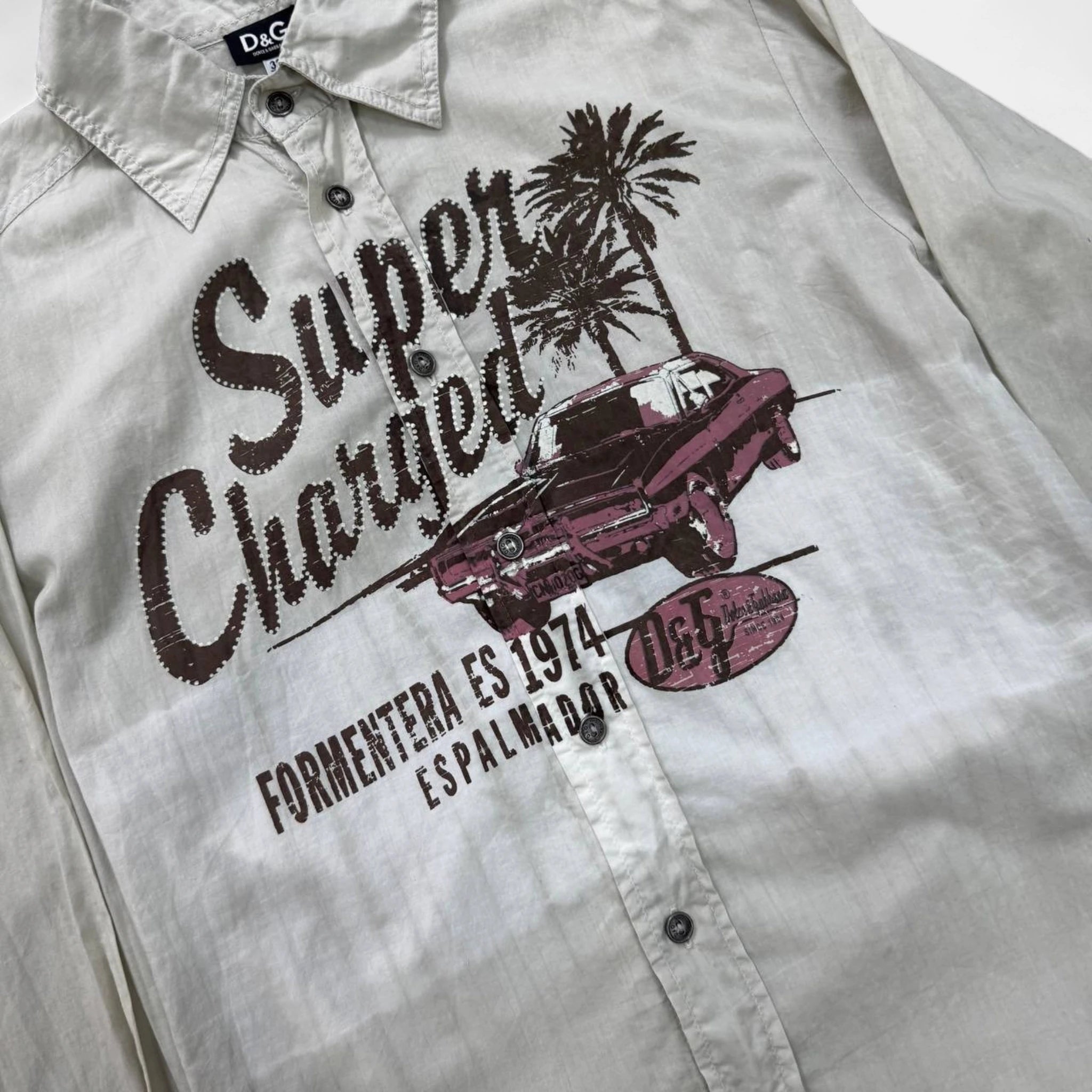 Dolce & Gabbana "Super Charged" Graphic Button-Up Shirt