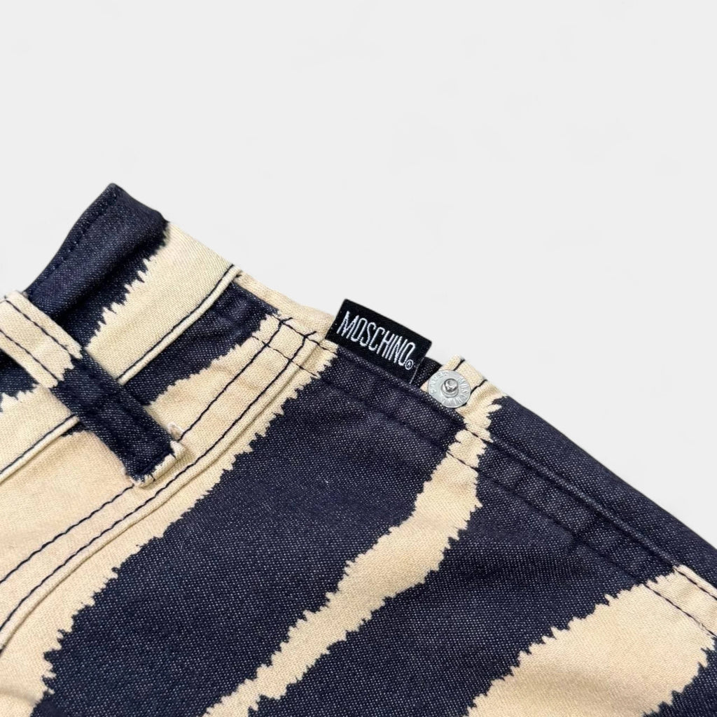 Moschino Vintage Beige Zebra Print Flared Jeans