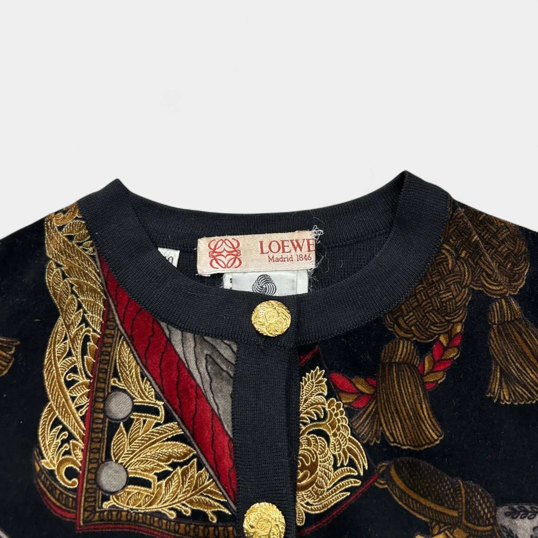 80's Loewe Virgin Wool Embroidered Vest Black