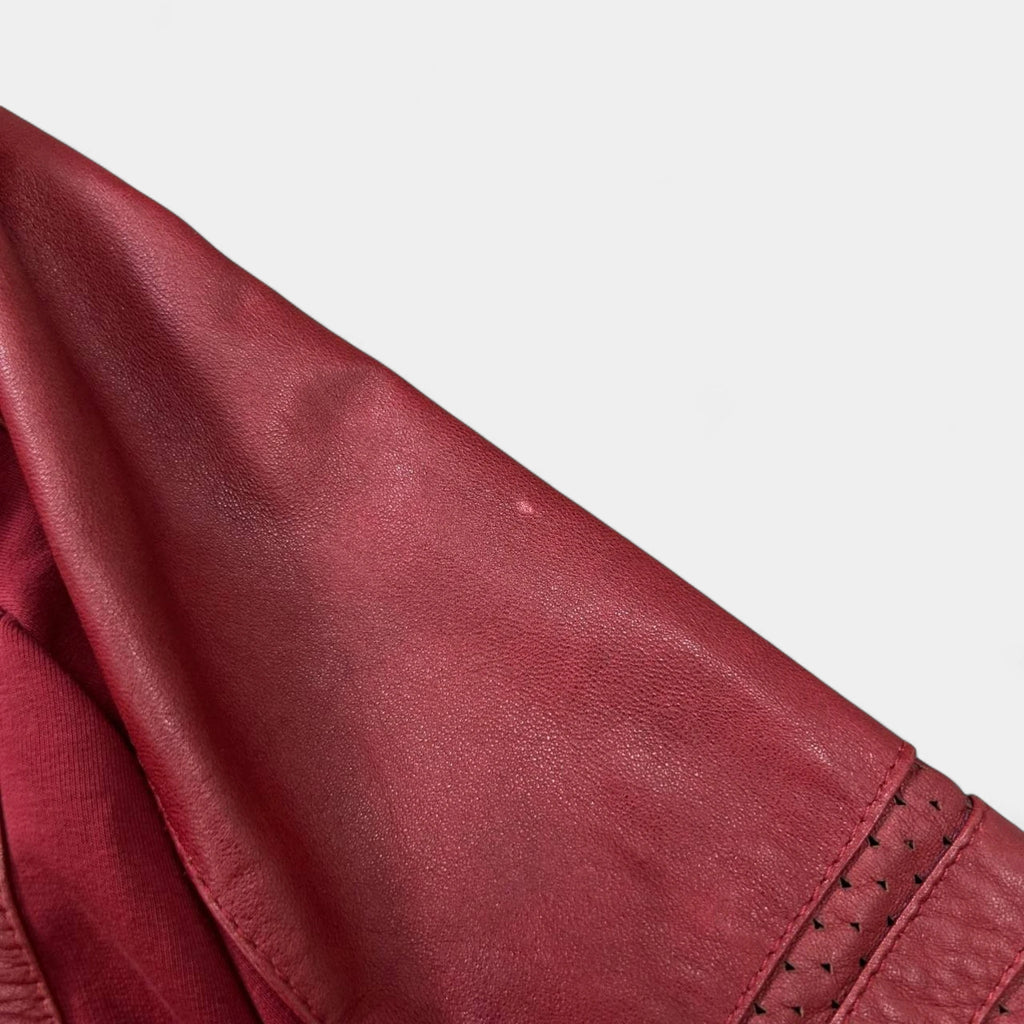 Armani Jeans 2000s Red Racer Leather Jacket
