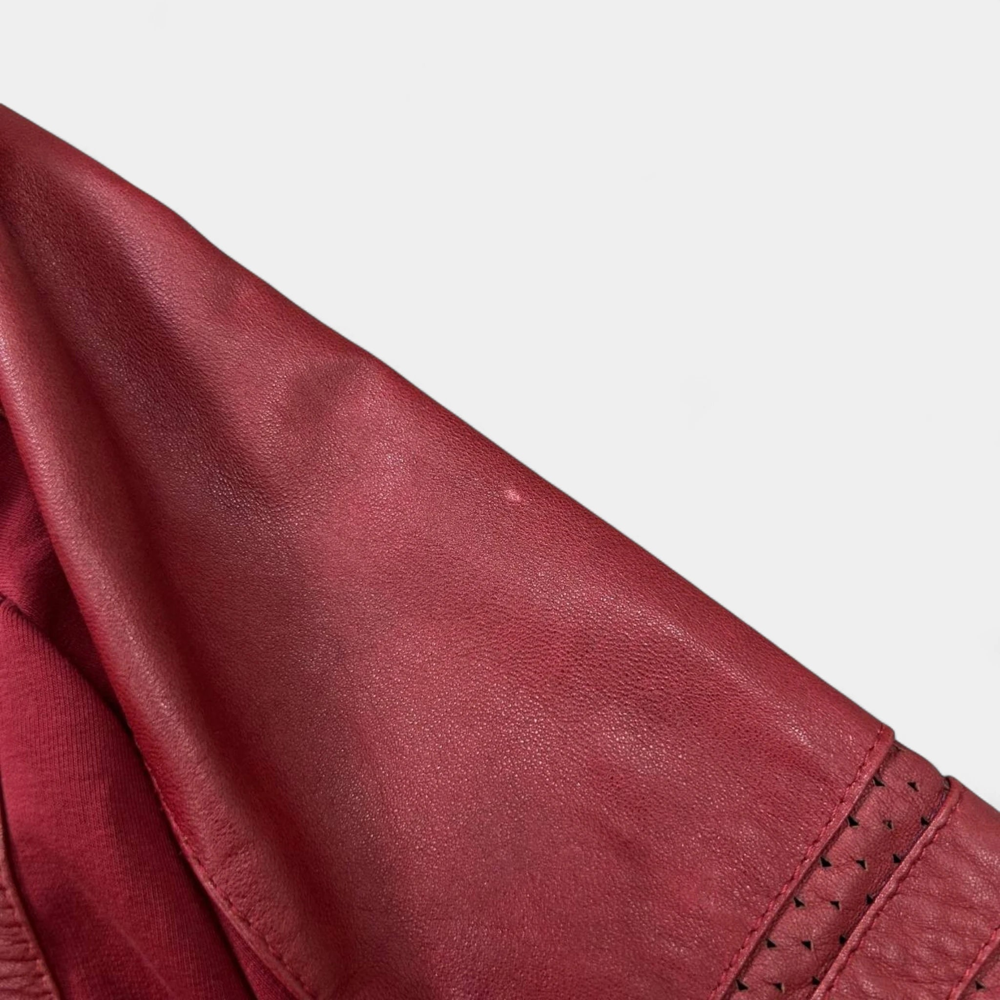 Armani Jeans 2000s Red Racer Leather Jacket
