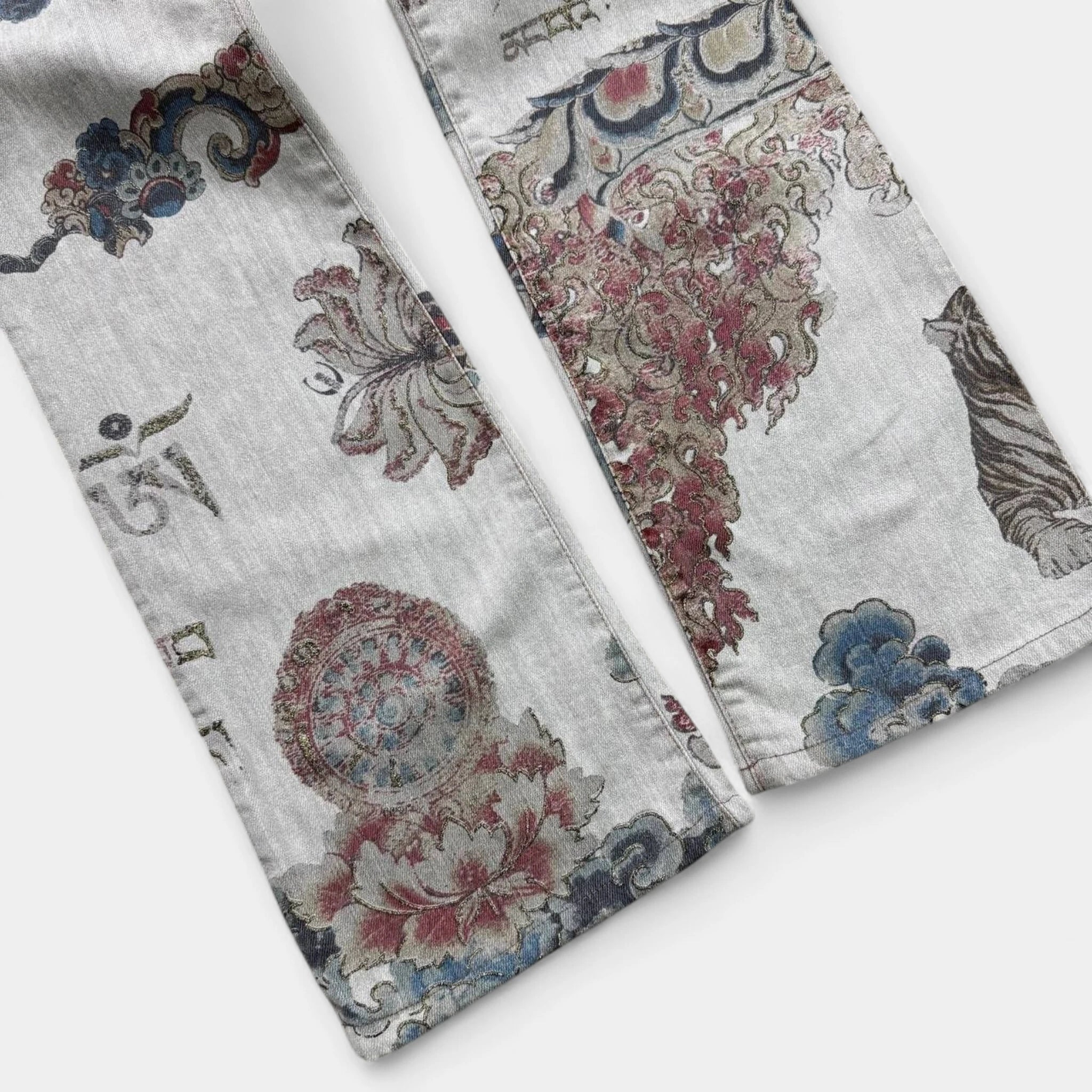 Just Cavalli 2000s Japanese Tapestry Flared Jeans